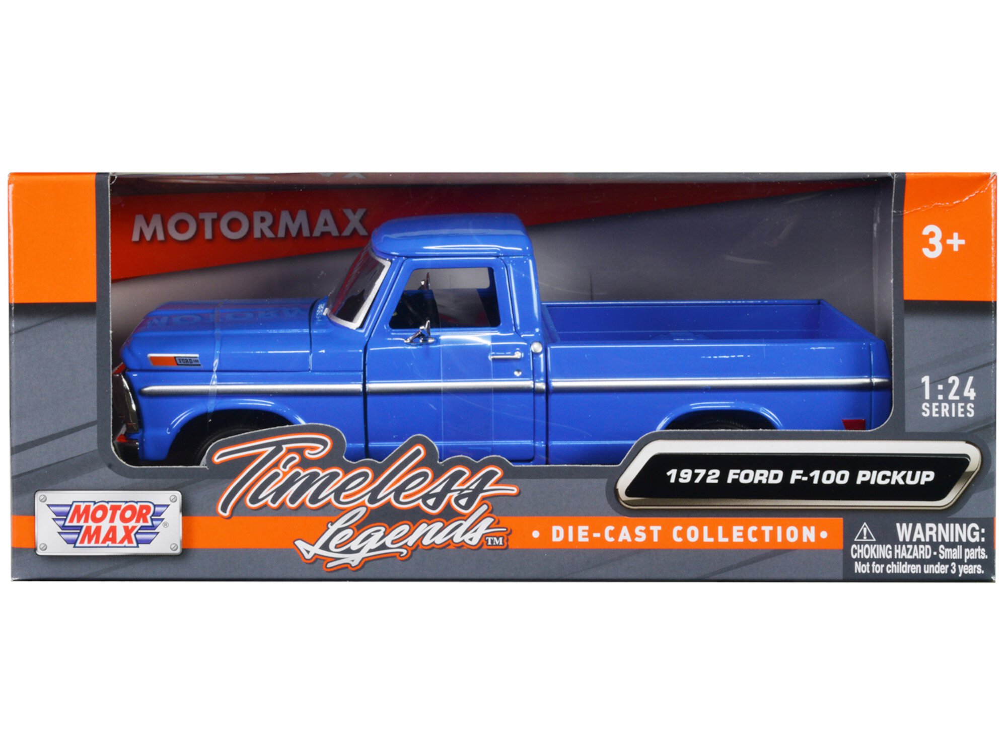 1972 Ford F-100 Camioneta Azul "Leyendas Eternas" Serie 1/24 Modelo Fundido a Presión Coche por Motormax MOTORMAX