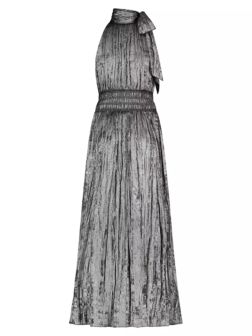 Женское Повседневное Платье BCBGMAXAZRIA Metallic Pleated Halter Maxi Dress BCBGMAXAZRIA