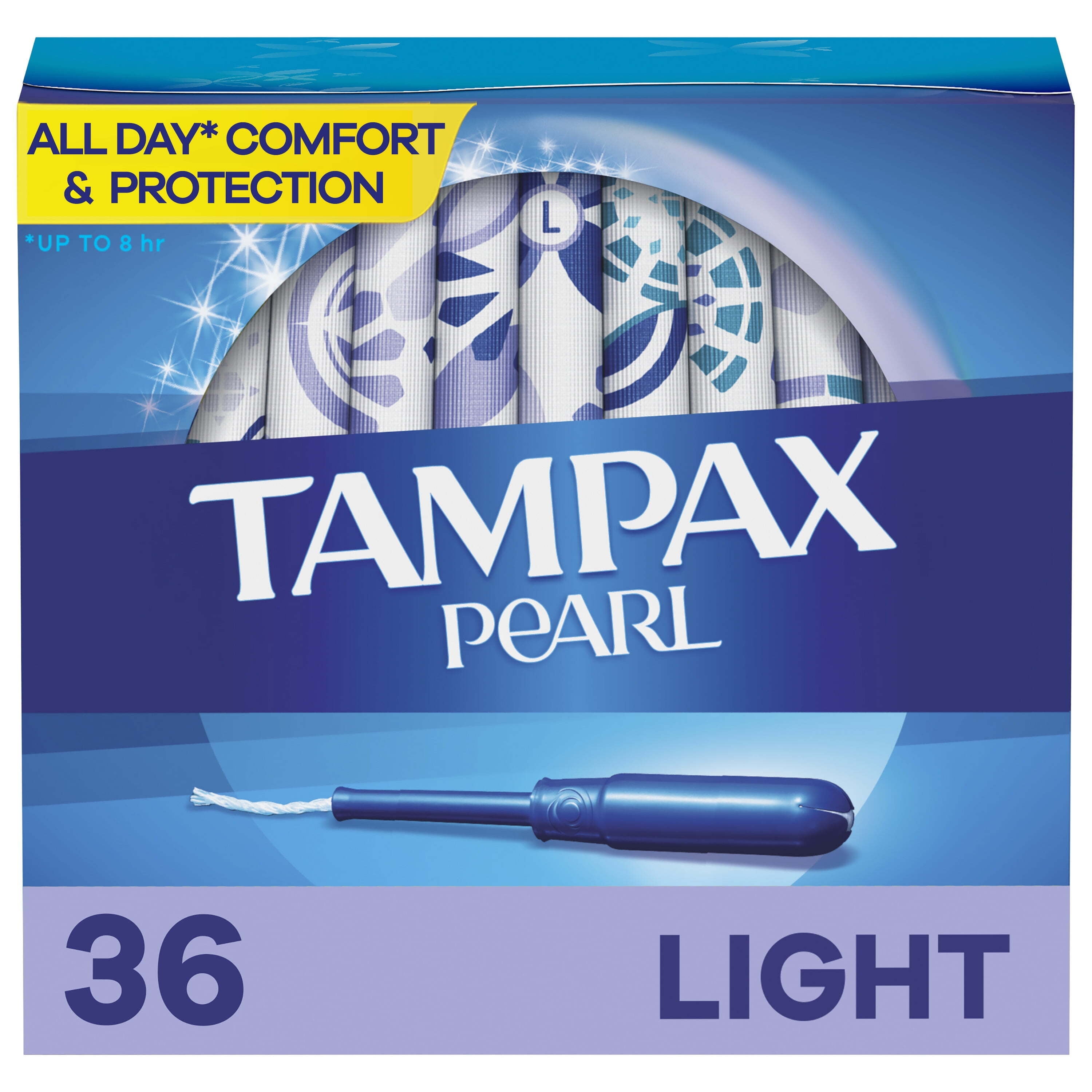 Tampax Pearl Tampons, Unscented, Lite Absorbency, 50 Count, 2 Pack, 100 Tampons Total Tampax