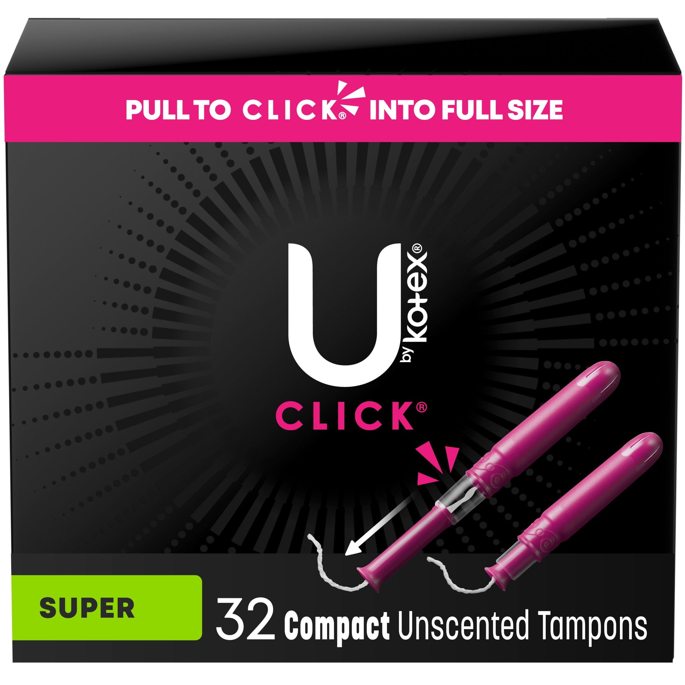 U by Kotex Click Compact Tampons, Super, Unscented, 16 Count Kotex