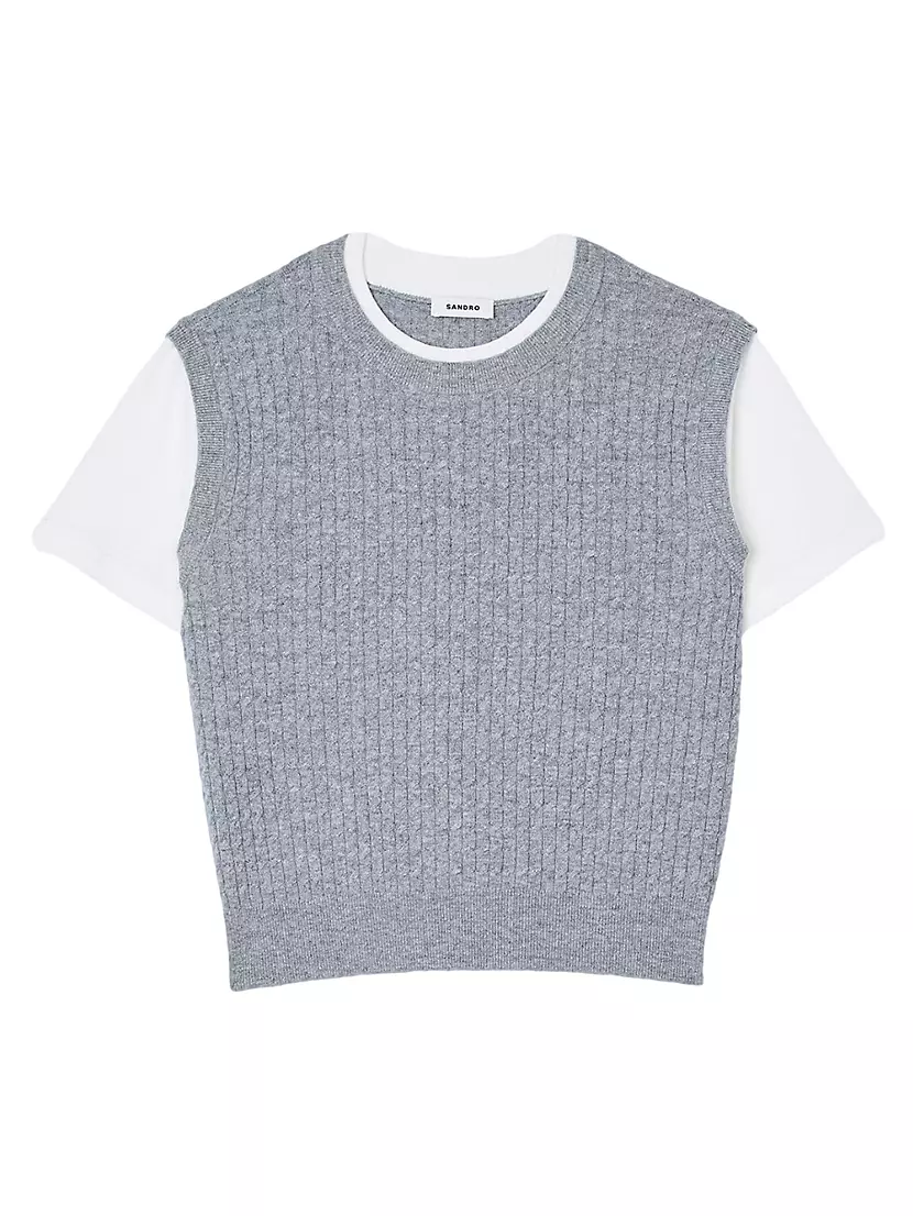 Женский Свитер Sandro Dual-Material Knit Sandro