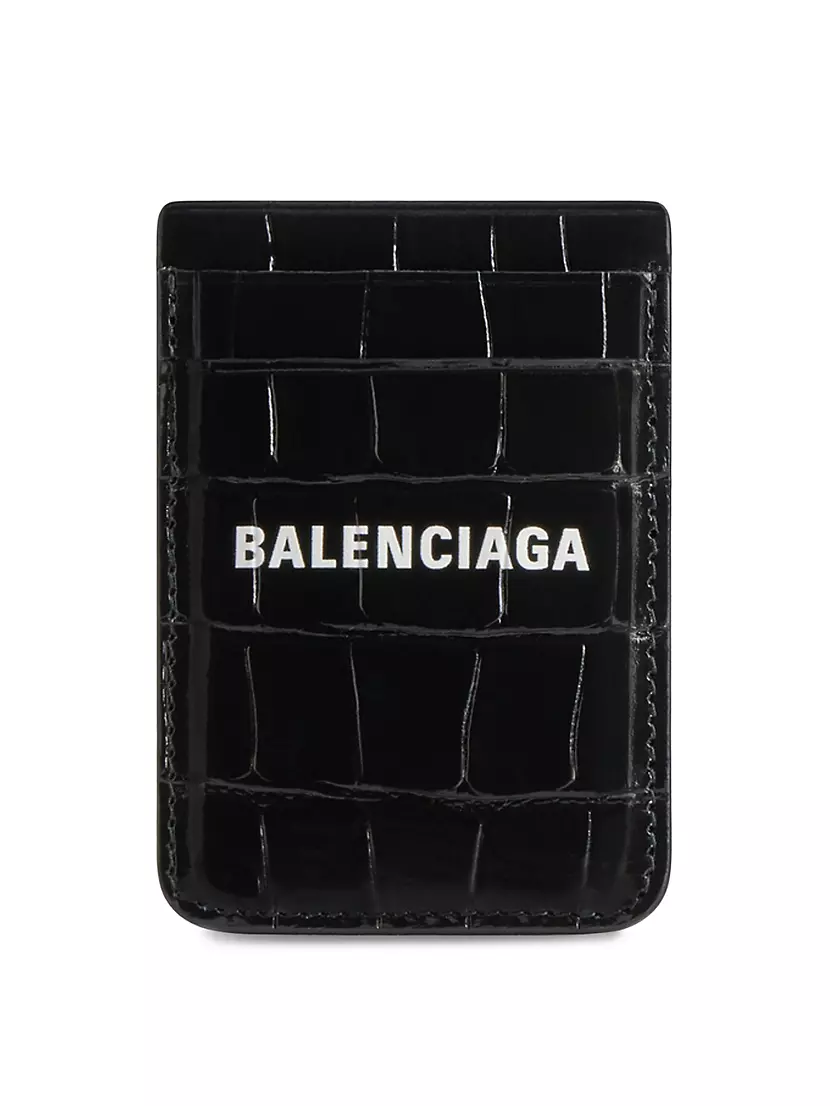 Crocodile Embossed Cash Magnet Card Holder Balenciaga