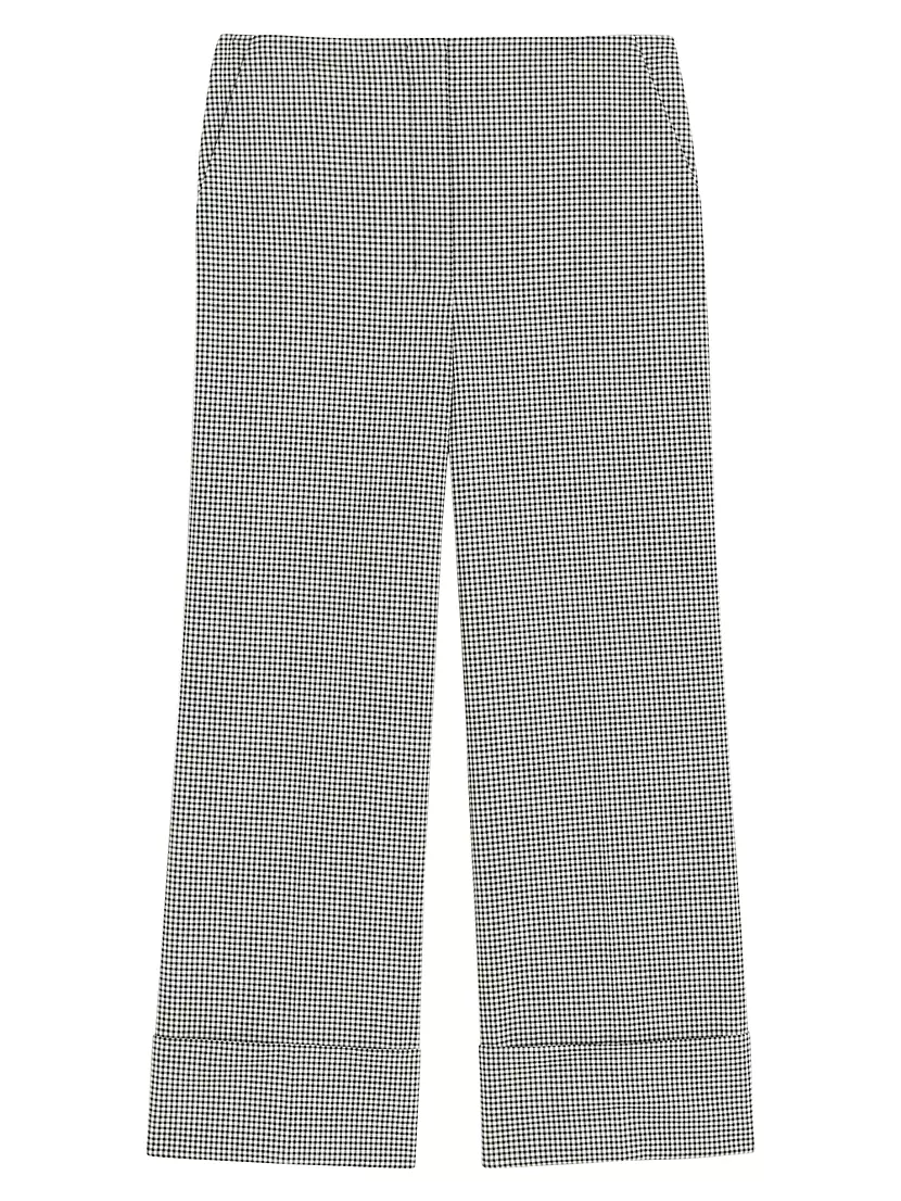 Gingham Virgin Wool-Blend Cuffed Pants Theory