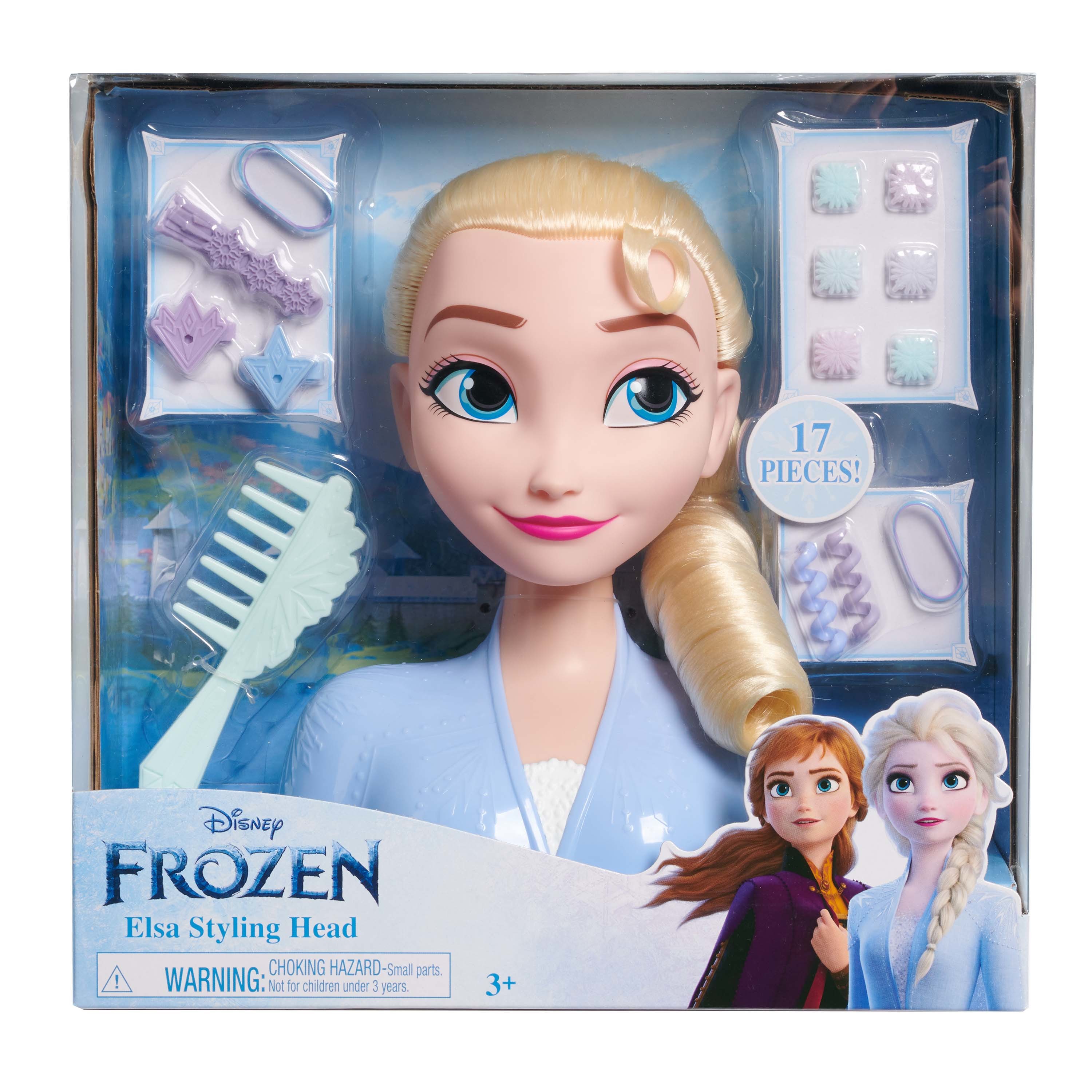 Disney Frozen 2 Elsa Styling Head, 17-Pieces Include Wear and Share Accessories, Blonde, Hair Styling for Kids, Kids Toys for Ages 3 up Disney Frozen