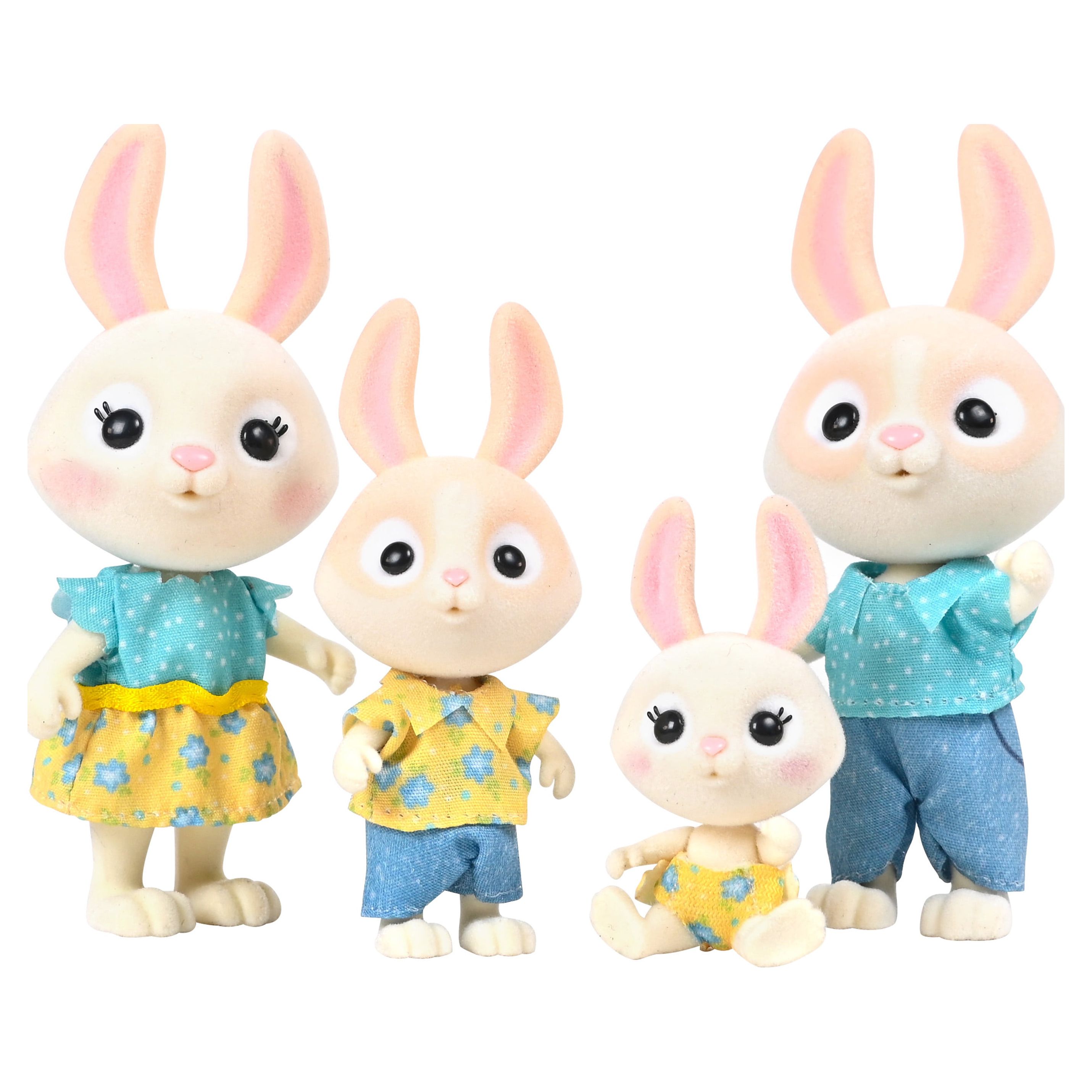 Honey Bee Acres The Mcscampers Rabbit Family, 3-2.25in & 1-1.75in Mini Doll, Children Ages 3+ Honey Bee Acres