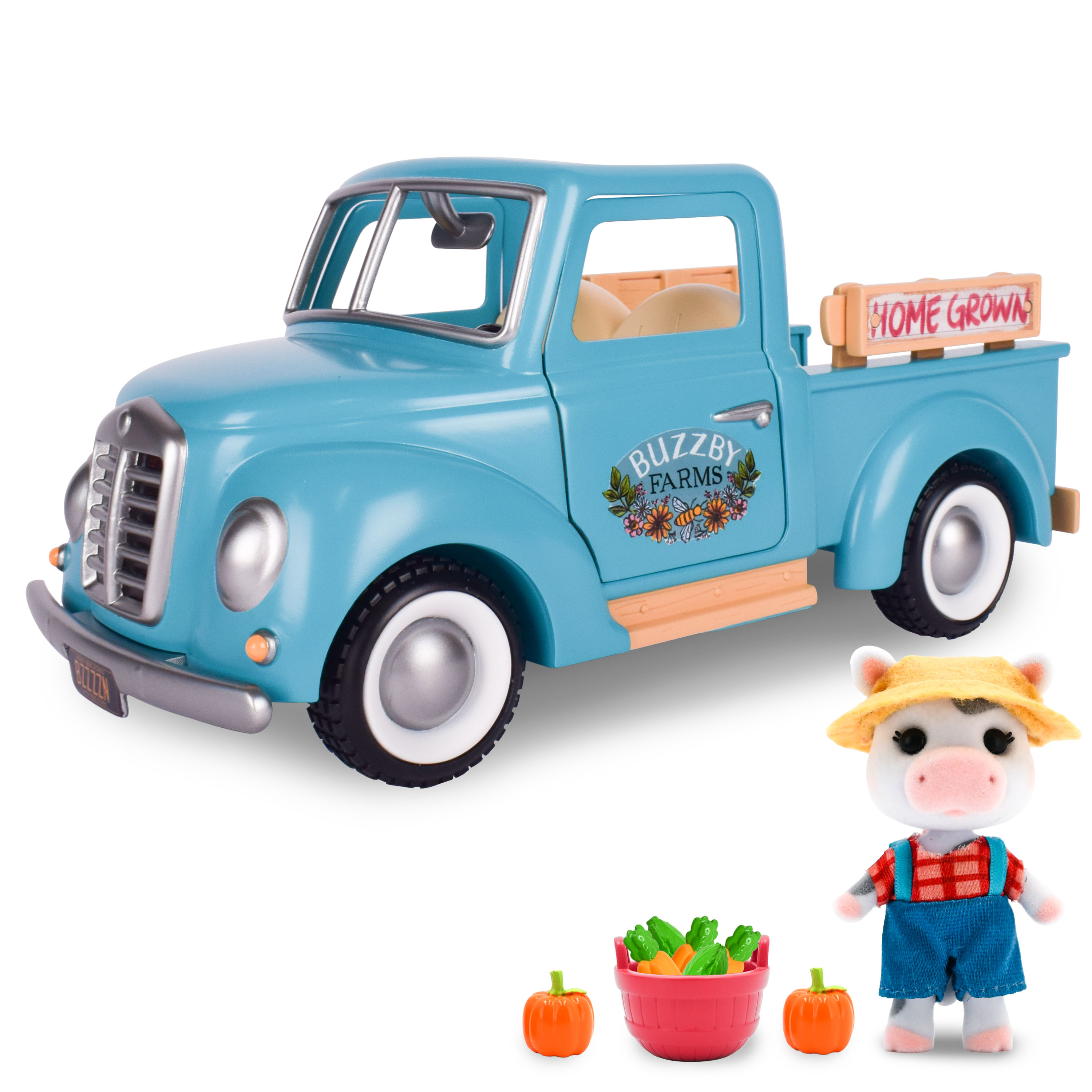 Honey Bee Acres Buzzby Blue Farm Truck with Mini Doll Figure, 10 Pieces, Children Ages 3+ Honey Bee Acres