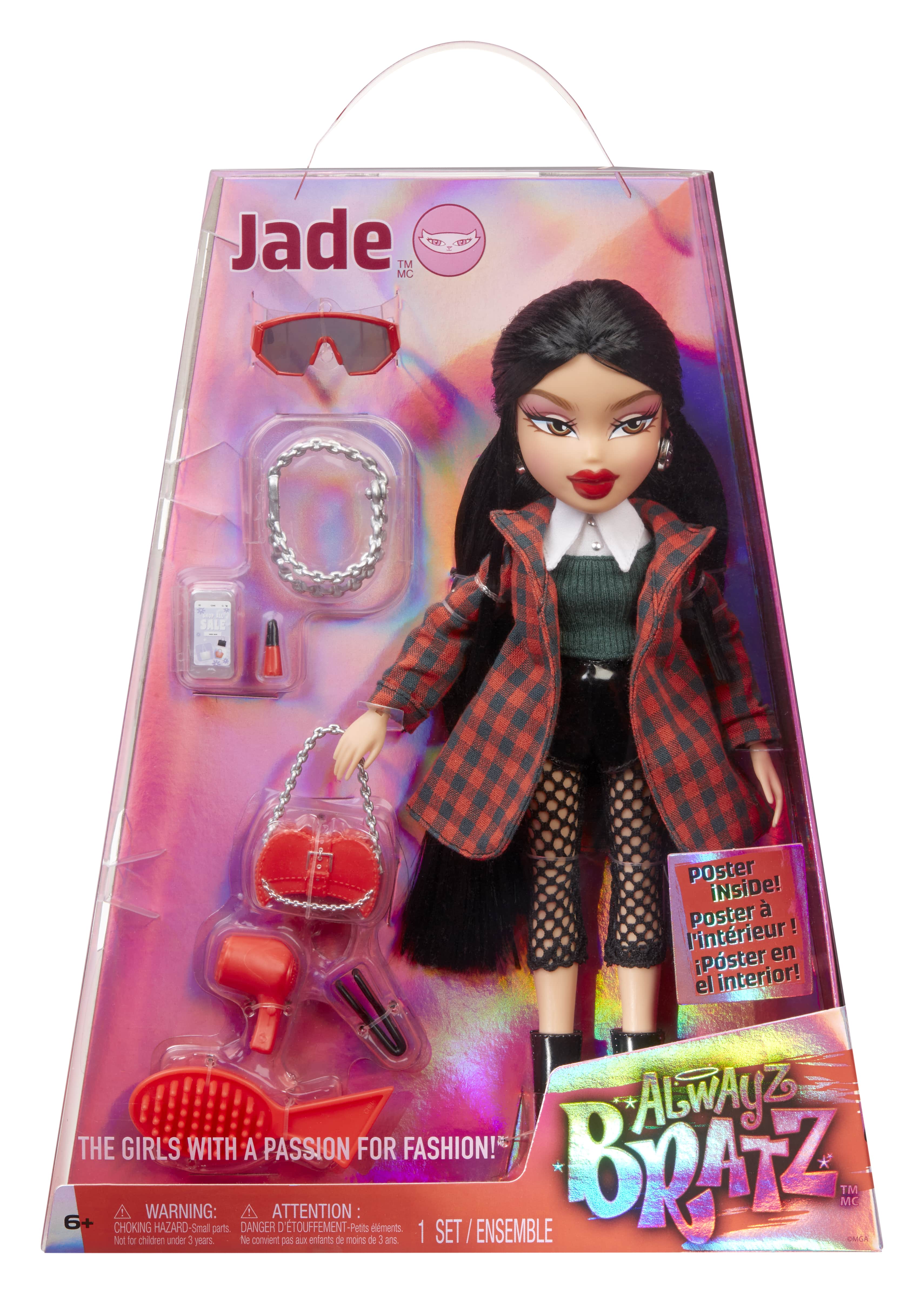 Alwayz Bratz Jade Fashion Doll with 10 Accessories and Poster, Multicolor Bratz