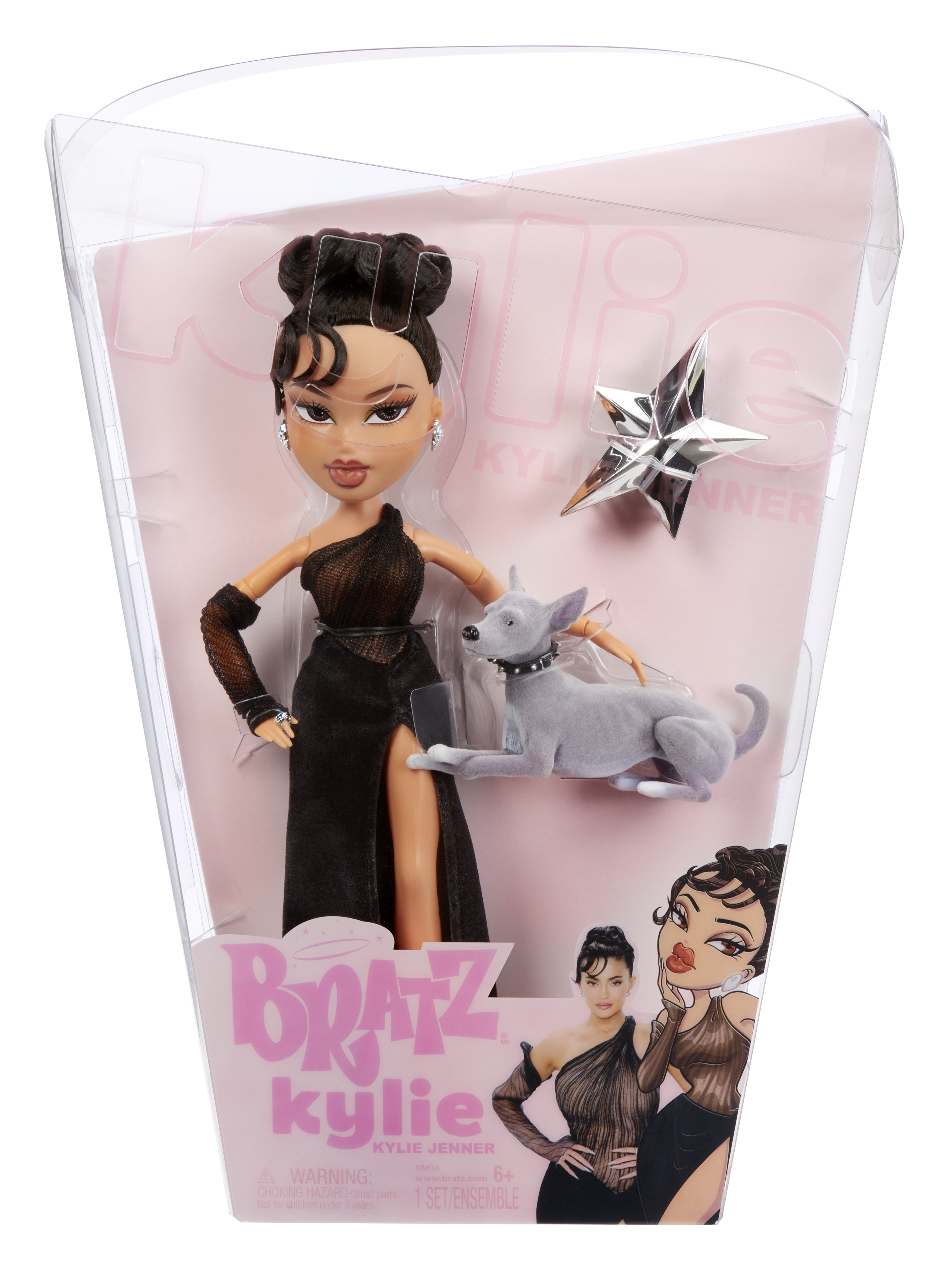 Bratz X Kylie Jenner Night Fashion Doll with Pet Dog and Poster, Chance of Signed Kylie Doll Bratz