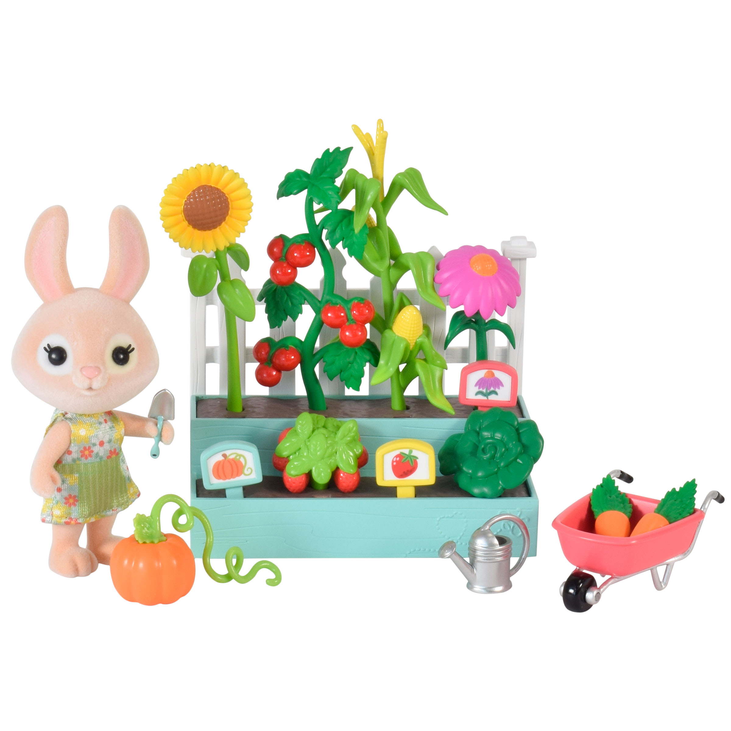 Honey Bee Acres Time to Garden Playset with Bunny Figure, 16 Pieces, Children Ages 3+ Honey Bee Acres