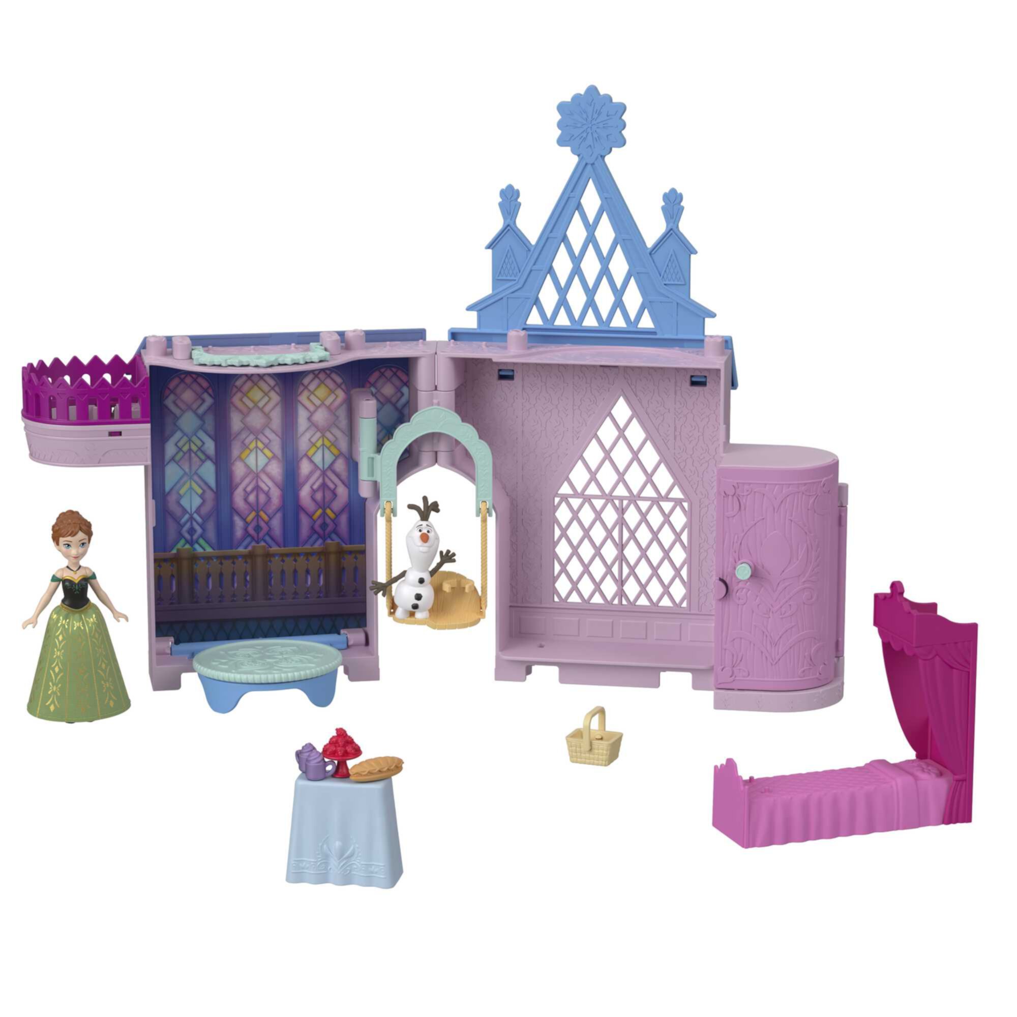 Disney Frozen Storytime Stackers Playset, Anna’s Arendelle Castle Dollhouse with Small Doll Disney Frozen