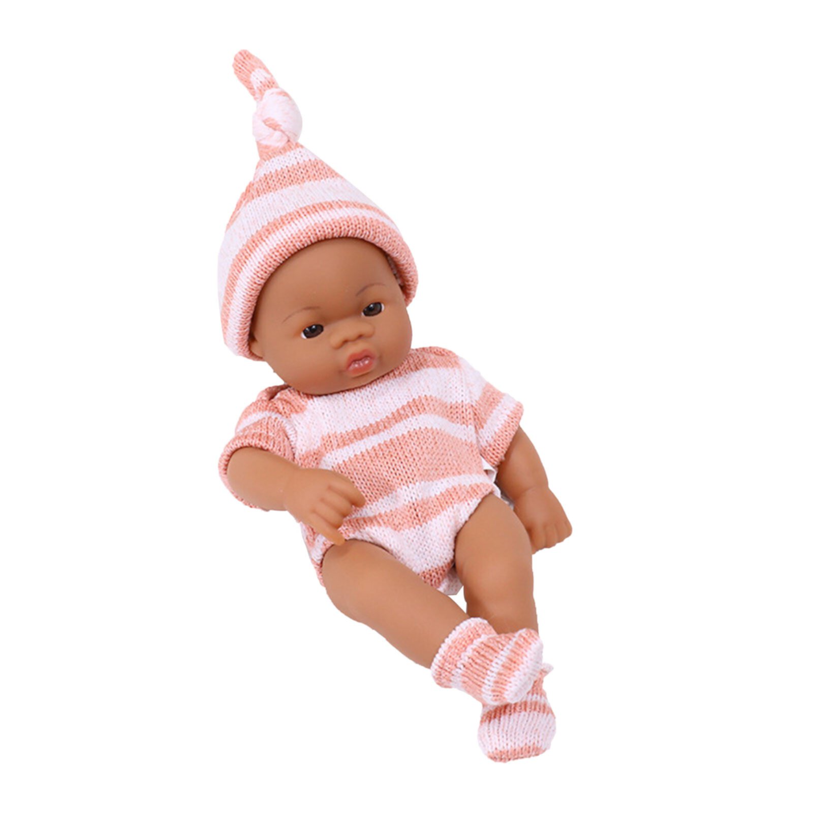 Herrnalise Lifelike Reborn Baby Dolls Black - 7-Inch Baby Realistic-Newborn Baby Dolls African American Real Life Baby Dolls Cloth Body with Hat for Kids Age 3+ Herrnalise