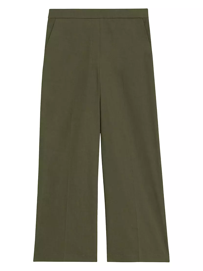 Linen-Blend Cropped Wide-Leg Pants Theory