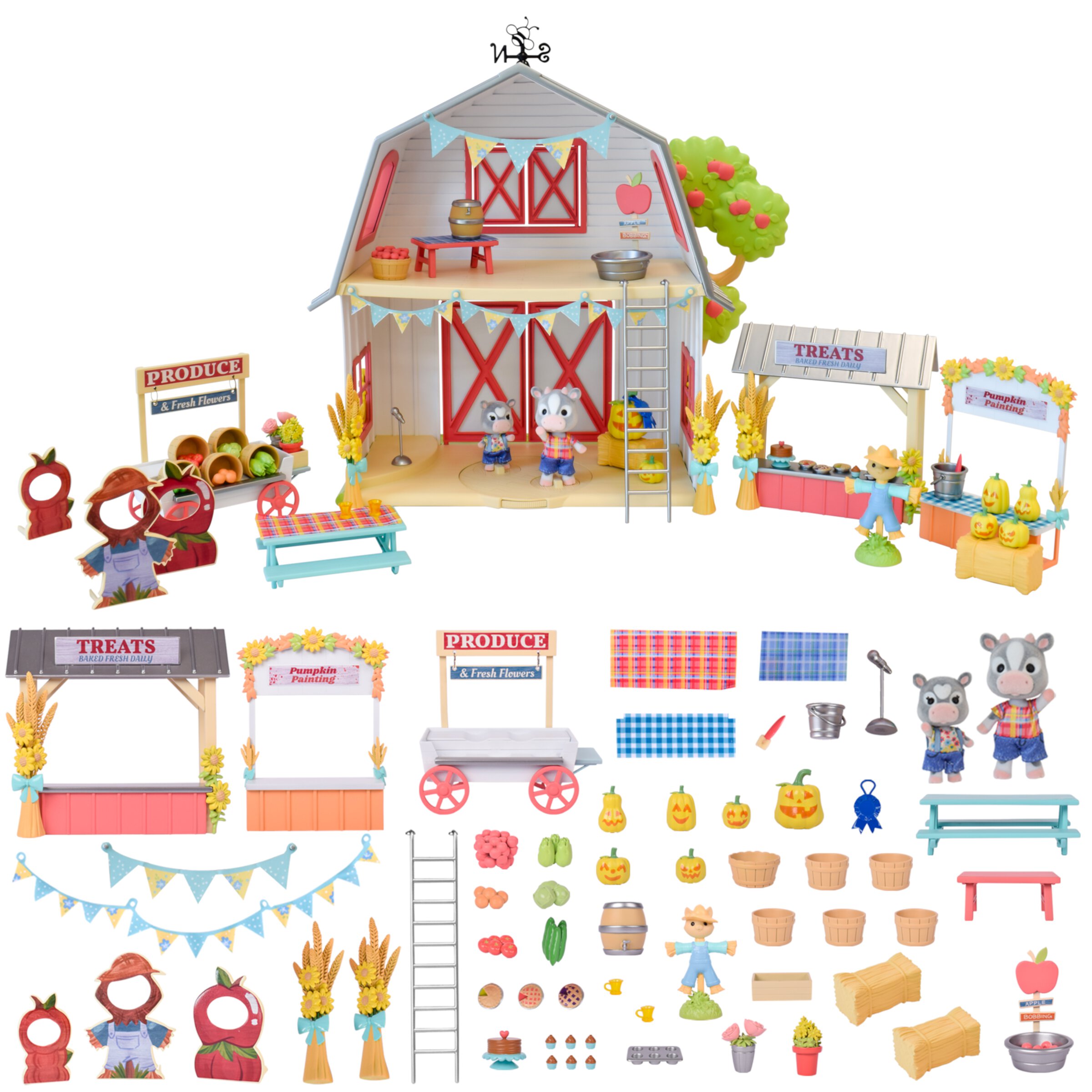 Honey Bee Acres Harvest Festival, Doll Playset with Mini Figures, 62 Pieces, Children Ages 3+ Honey Bee Acres