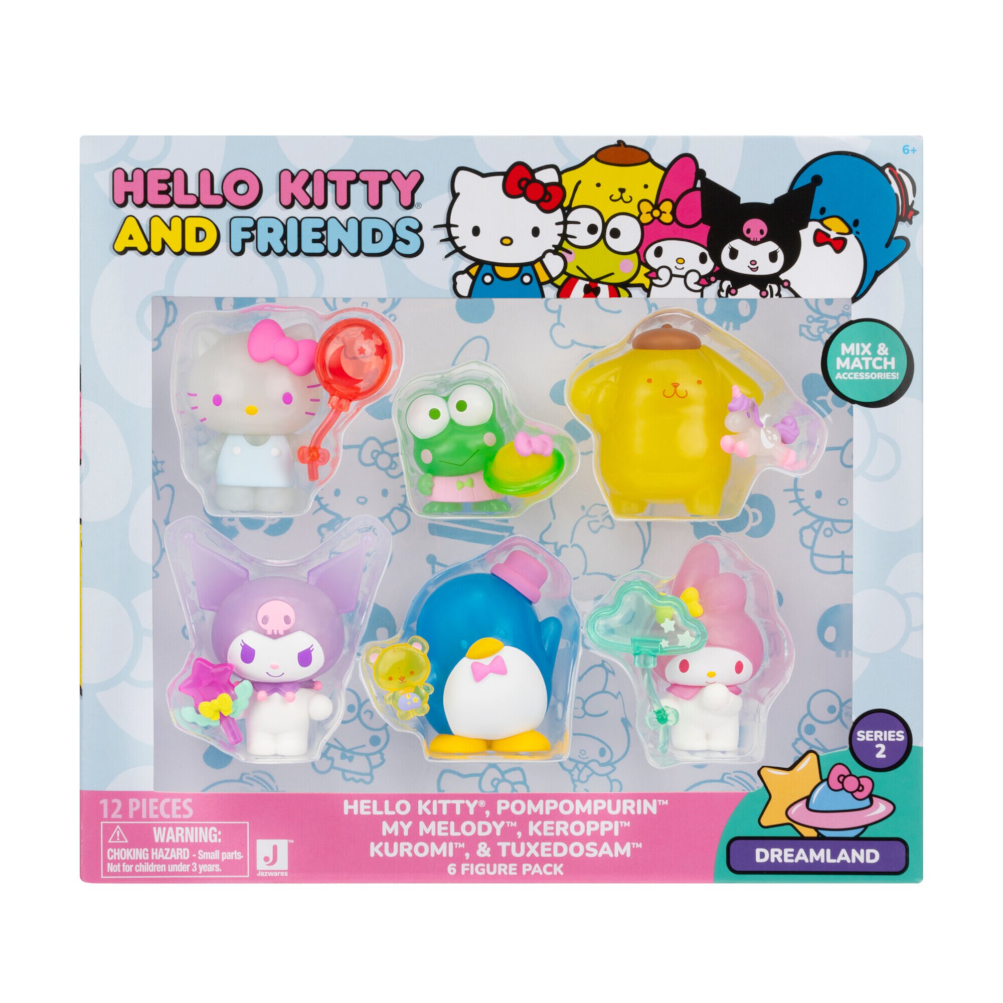 Hello Kitty and Friends Dreamland, 2 inch Figure 6-Pack - Removable Dreamy Accessories - Officially Licensed Sanrio Hello Kitty