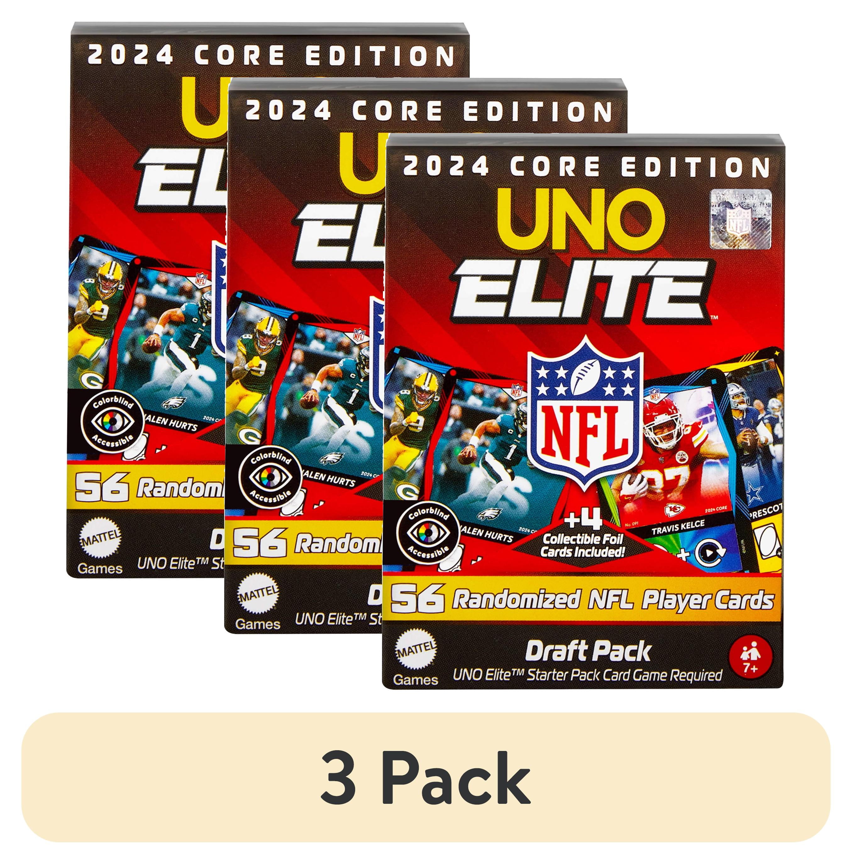 UNO Elite Draft Packs, 3 упаковки, 56 карт игроков и 4 коллекционные карты Uno