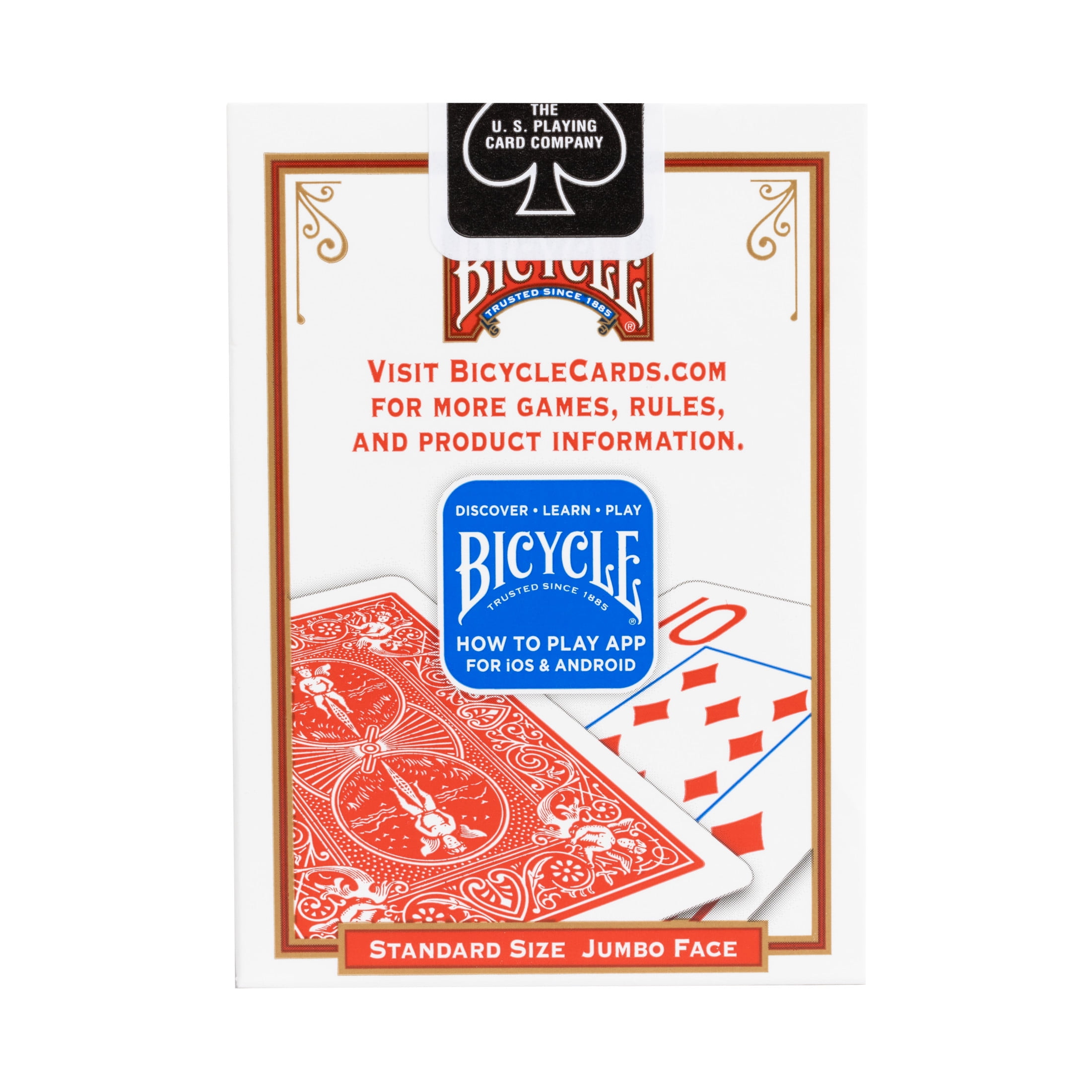 (2 pack) Bicycle Playing Cards, Jumbo Index, 1 Deck (Red or Blue - Color May Vary) Bicycle