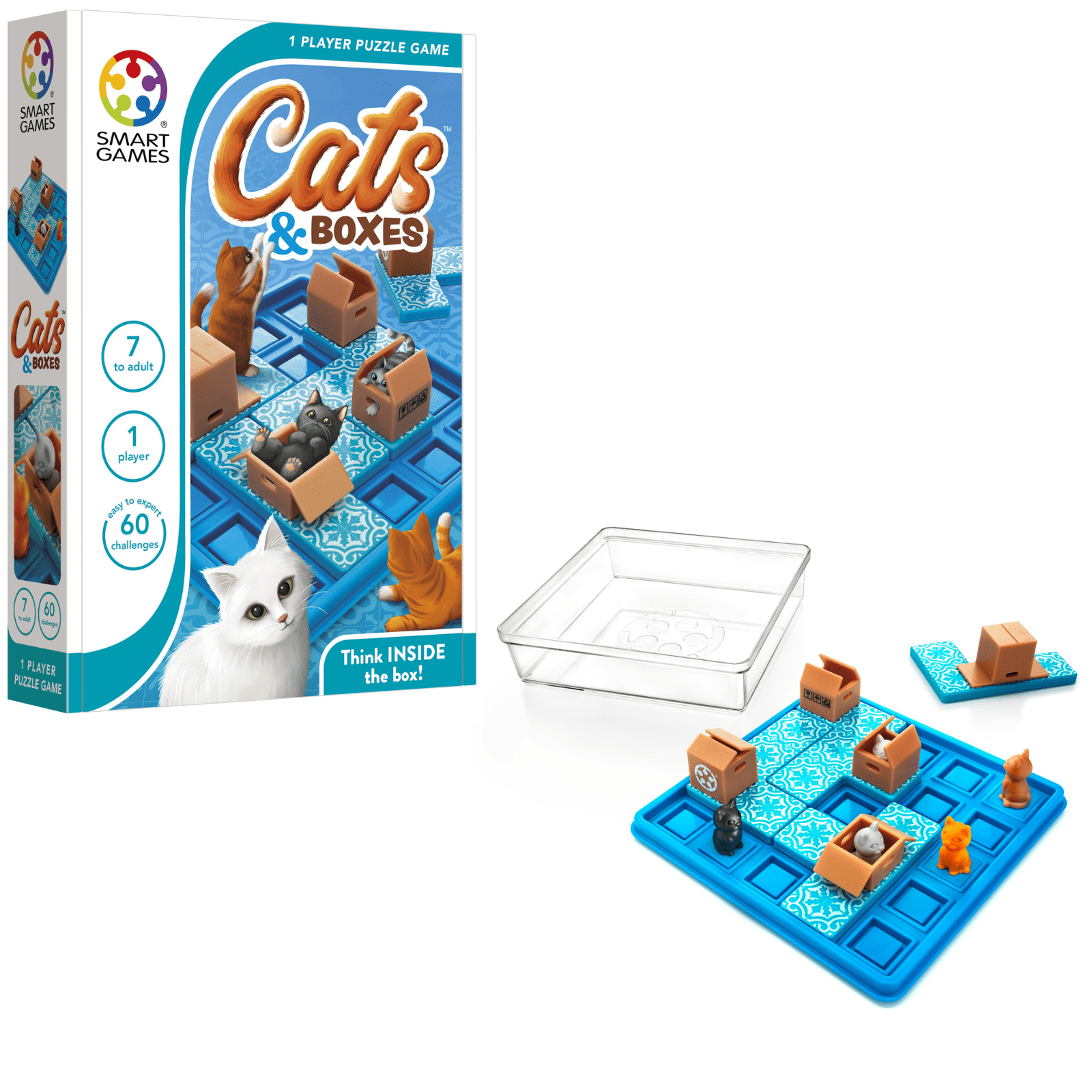 SmartGames Juego de Viaje Gatos y Cajas con 60 Desafíos para Adultos de 7 Años SmartGames