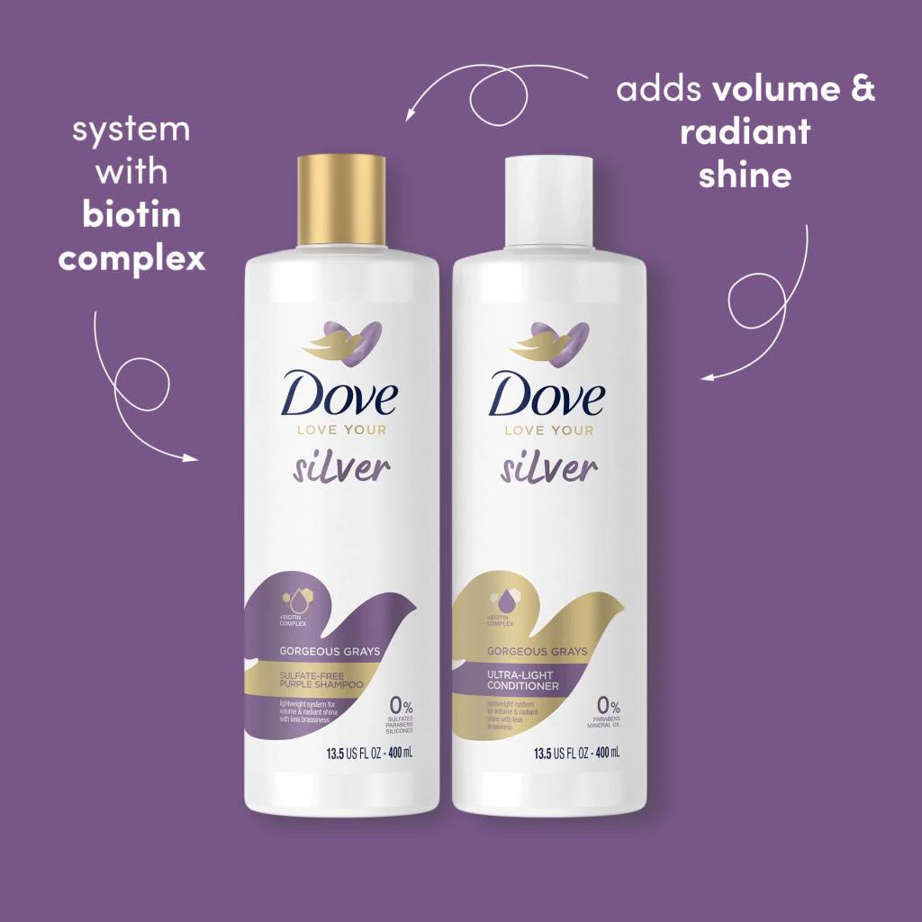 Dove Love Your Silver Gorgeous Grays Purple Shampoo with Biotin Complex, 13.5 fl oz Dove