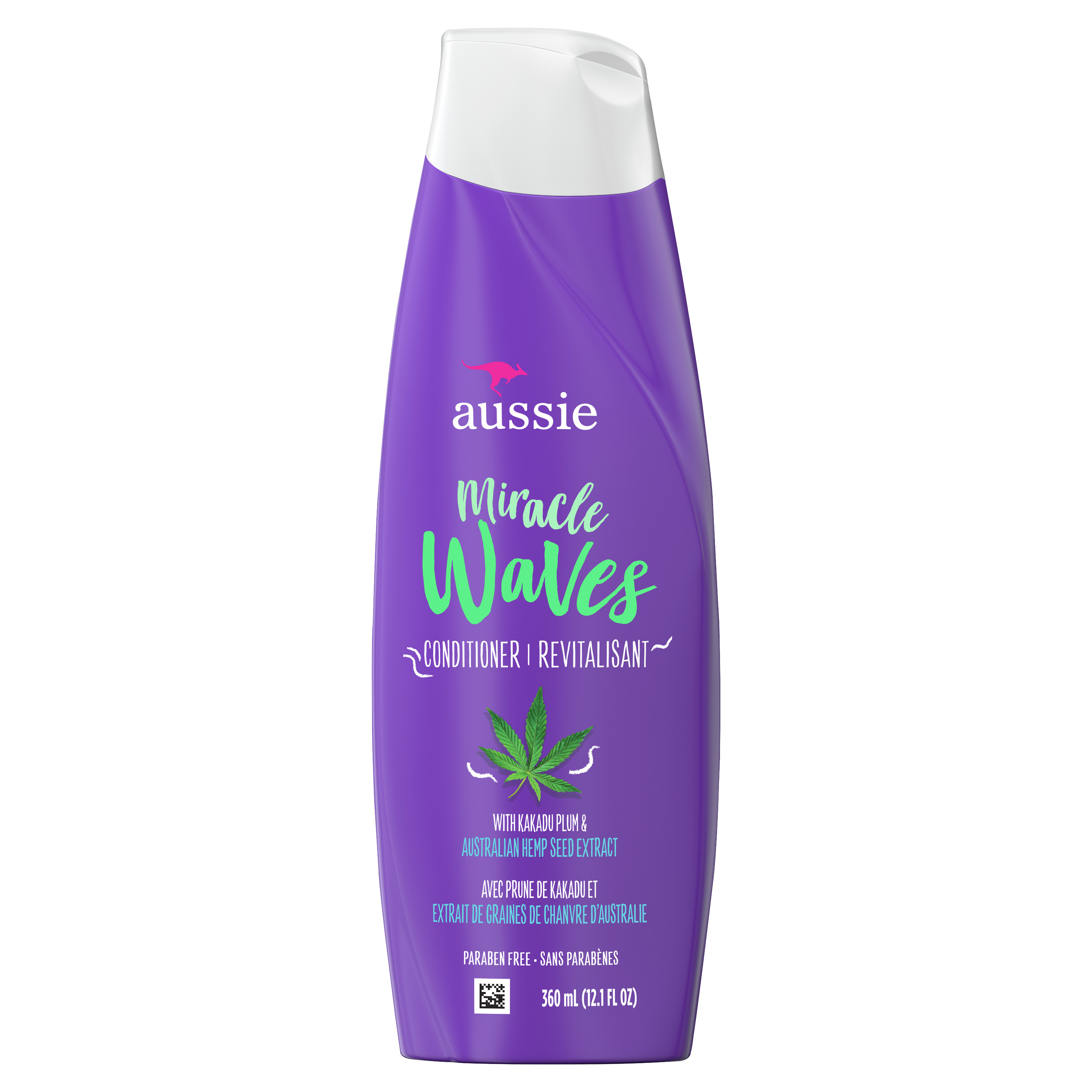 Aussie Miracle Waves Anti-Frizz Hemp Paraben-Free Conditioner, 12.1 fl oz Aussie