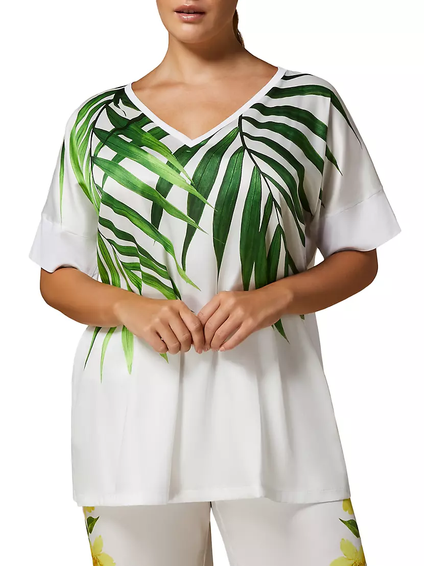 Женская Футболка MARINA RINALDI Edam Palm V-Neck MARINA RINALDI