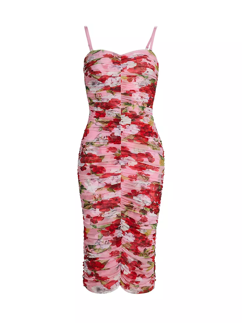 Женское Вечернее Платье L'AGENCE Caprice Floral Ruched Midi L'AGENCE