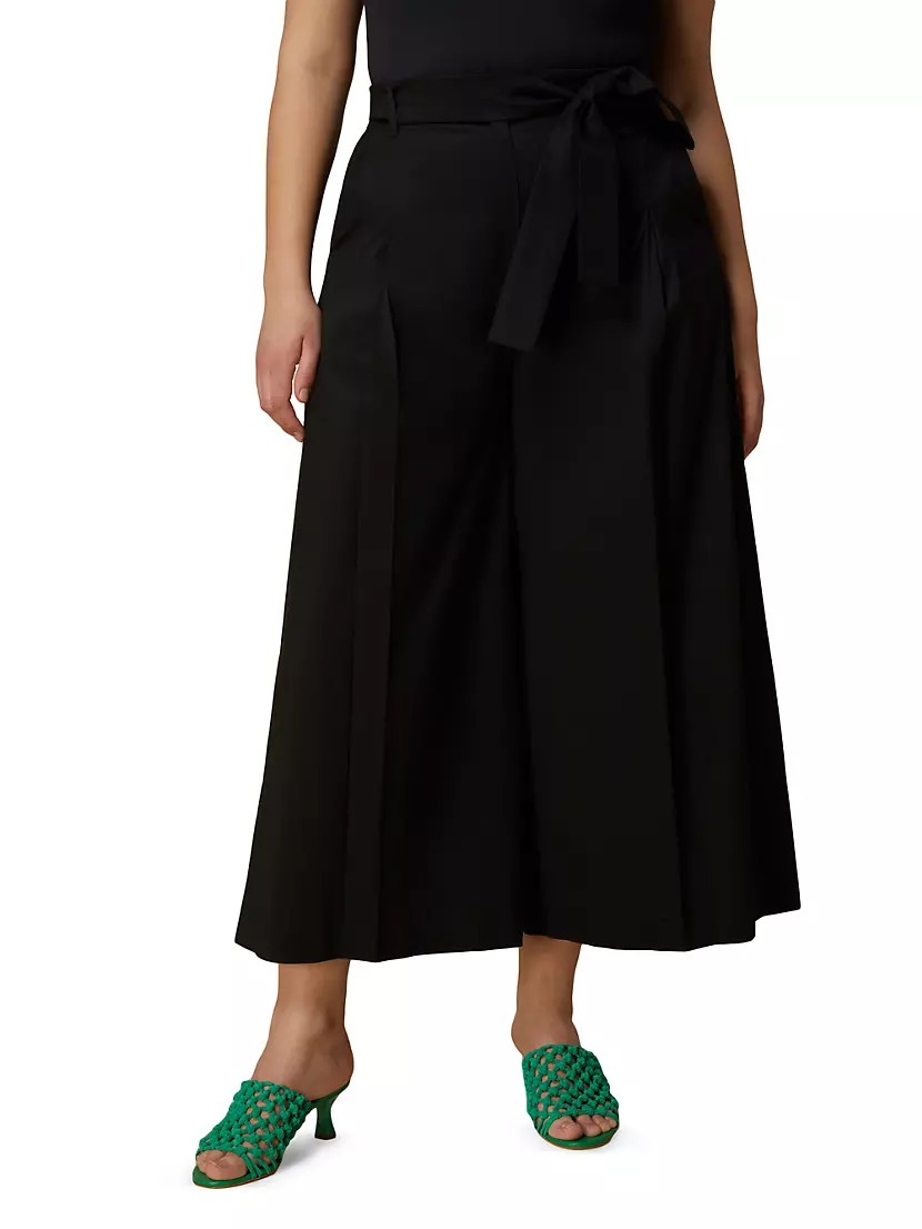 Plus Size Uranio Belted Poplin Crop Pants MARINA RINALDI