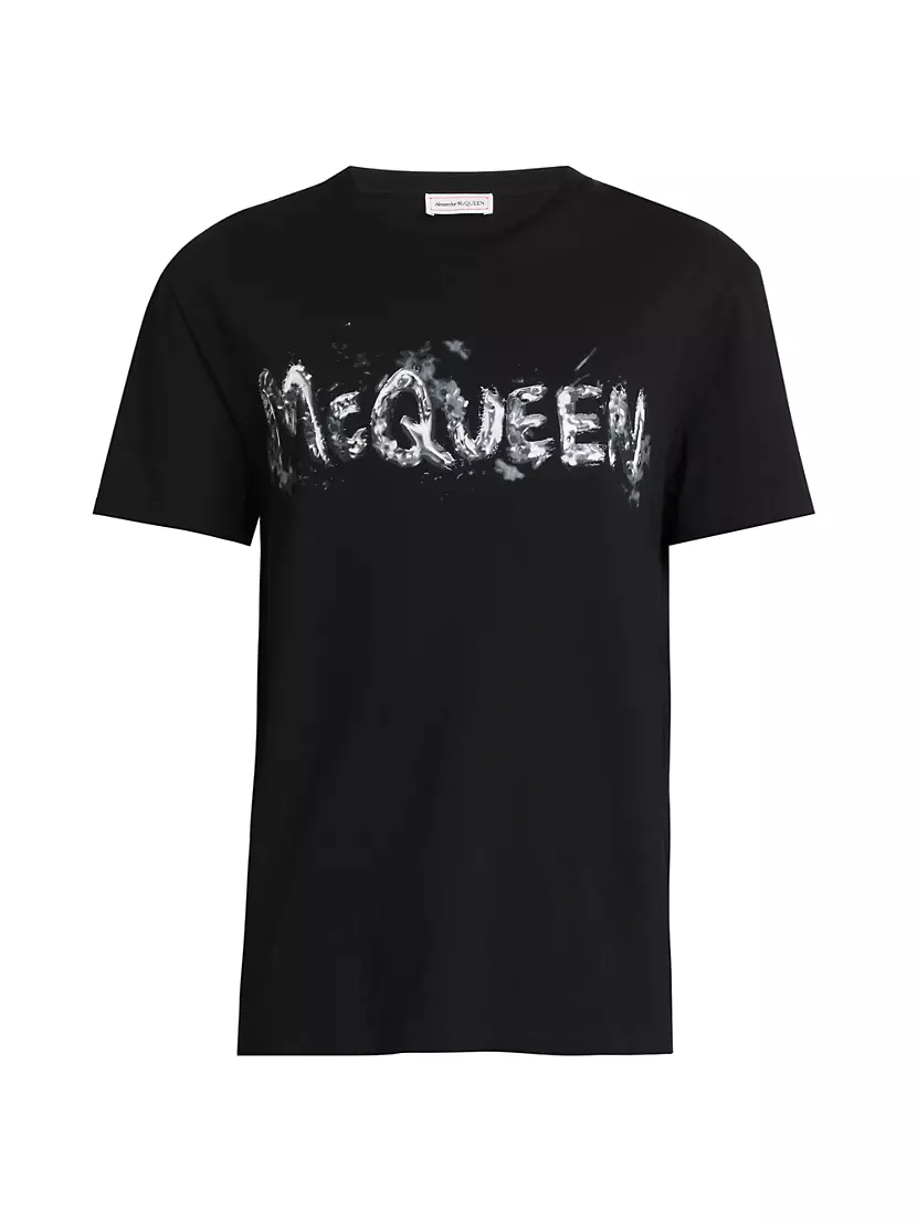 Мужская Футболка Alexander McQueen Graffiti Logo Cotton Alexander McQueen