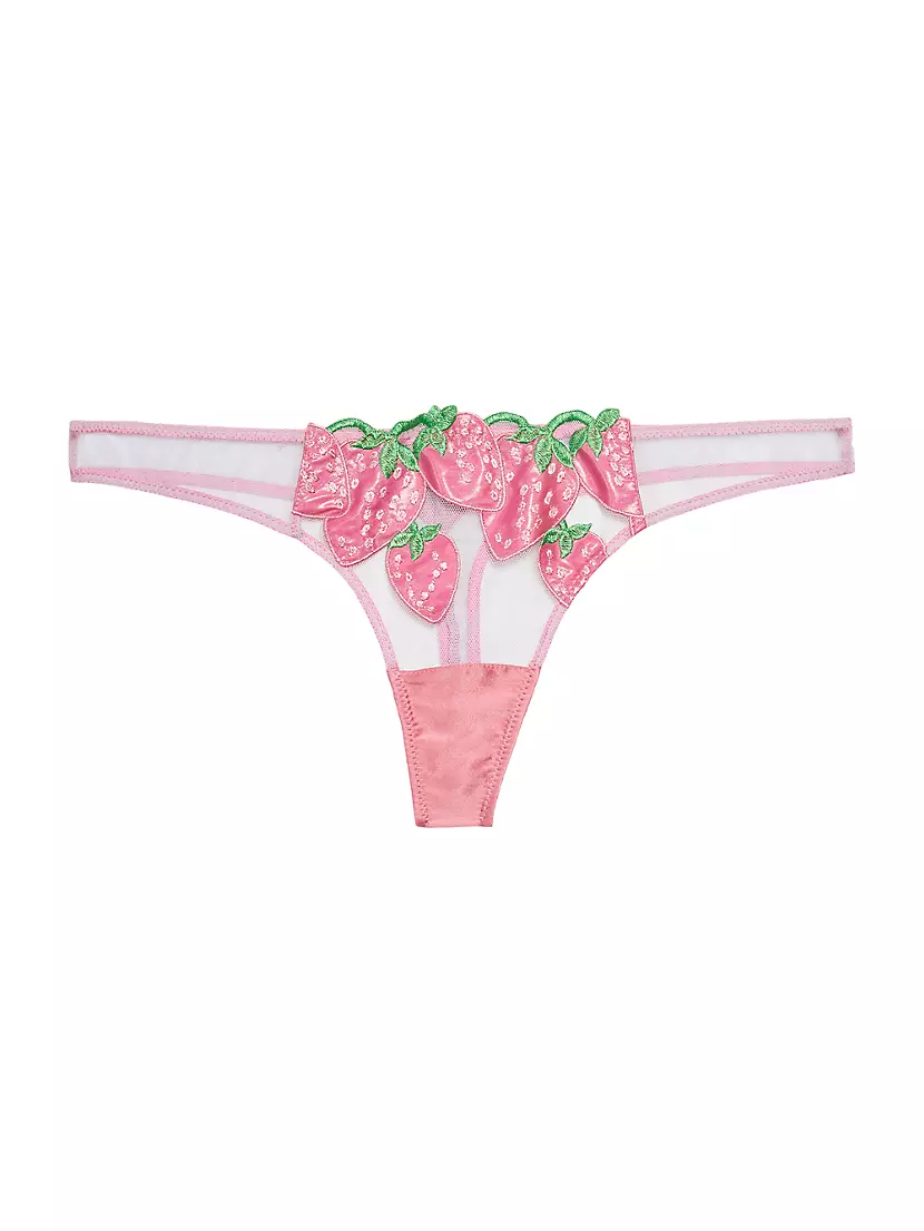 Женские Трусы Fleur du Mal Strawberry Embroidered Thong Fleur du mal