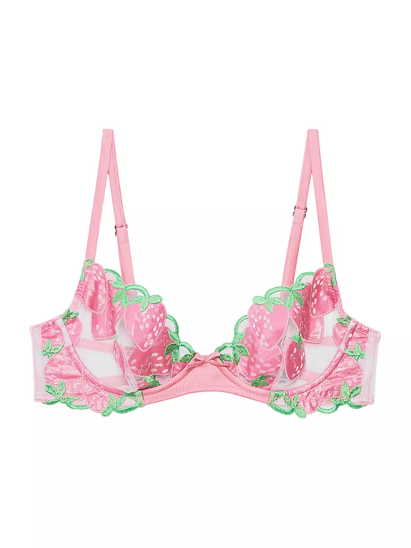 Женский Бюстгальтер fleur du mal Strawberry Embroidery Demi Bra Fleur du mal