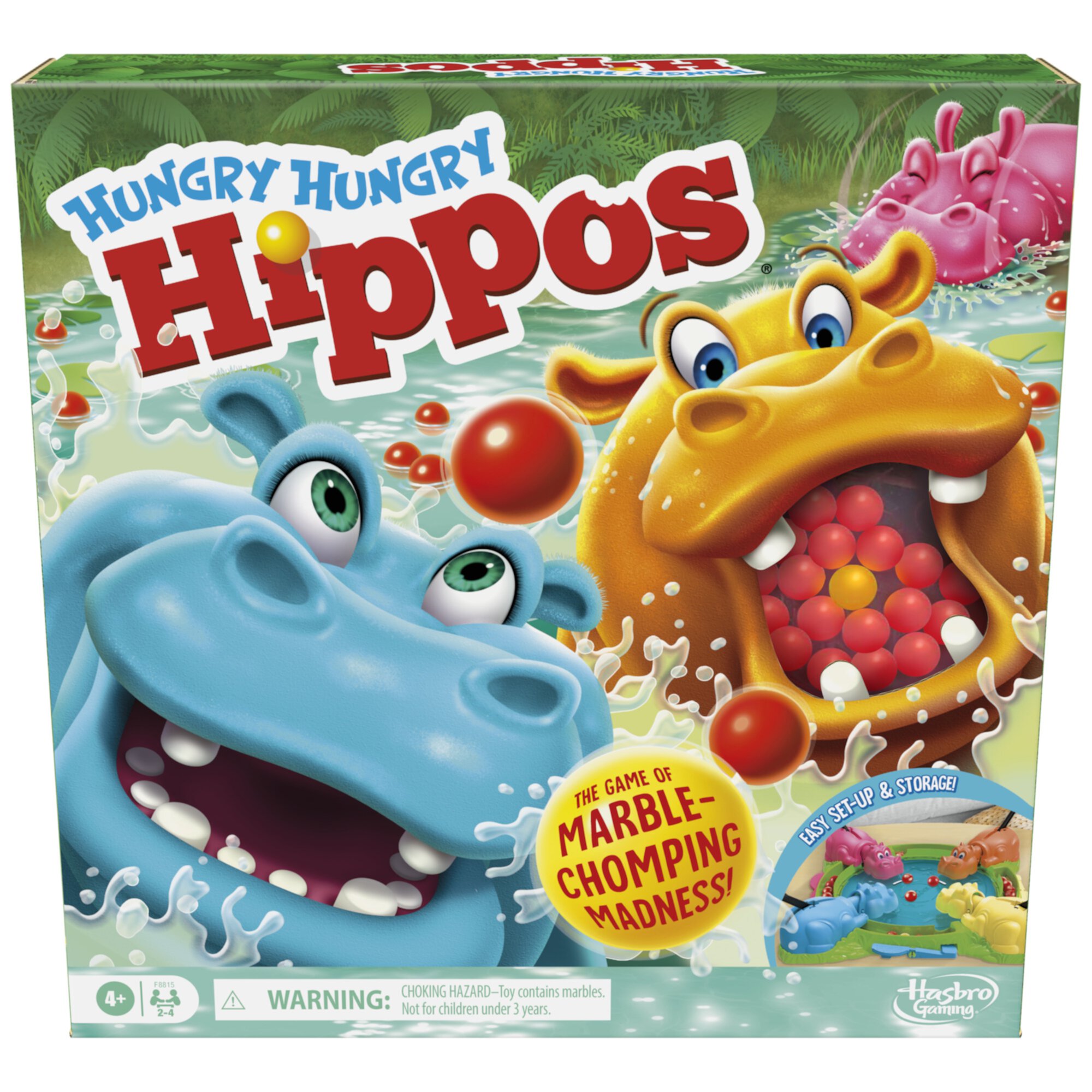 Hungry Hungry Hippos Board Game for Preschoolers, 2-4 Players, Christmas Gifts for Kids, Ages 4+ HASBRO