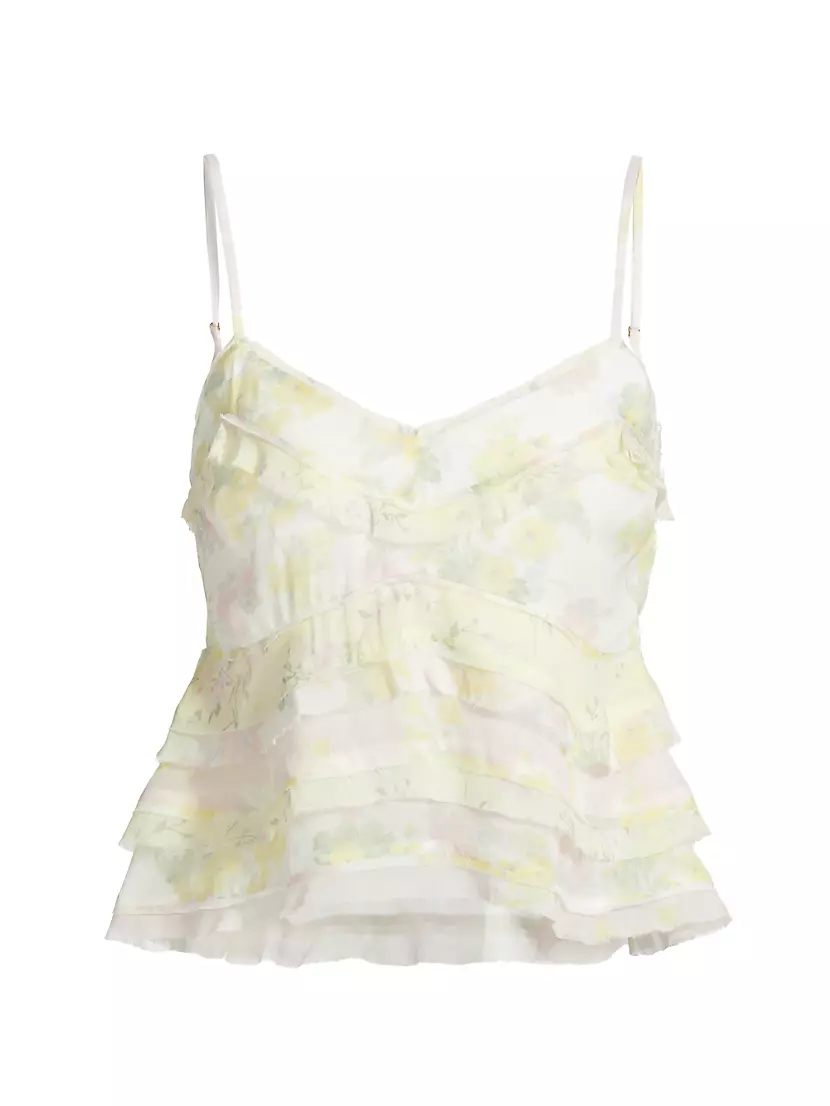 Женская Майка LOVESHACKFANCY Napoli Floral Ruffle LOVESHACKFANCY