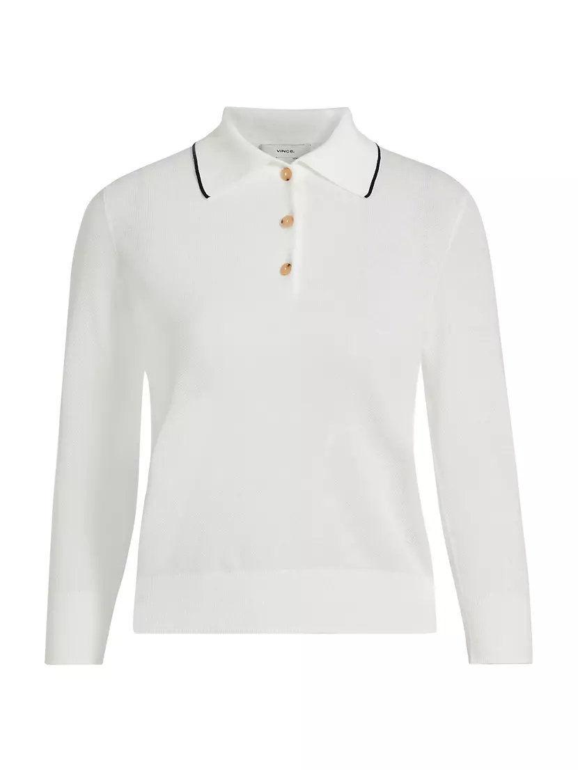 Женская Футболка Vince Pique Cotton Polo Top Vince