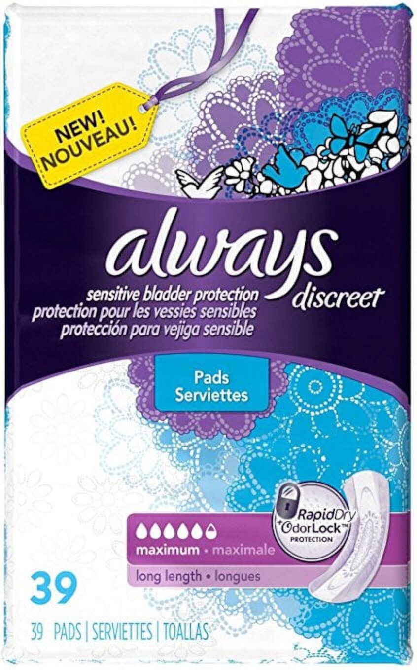 Always Discreet Incontinence Maximum Absorbency Pads, Long 39 ea (Pack of 18) Visit the Always Store