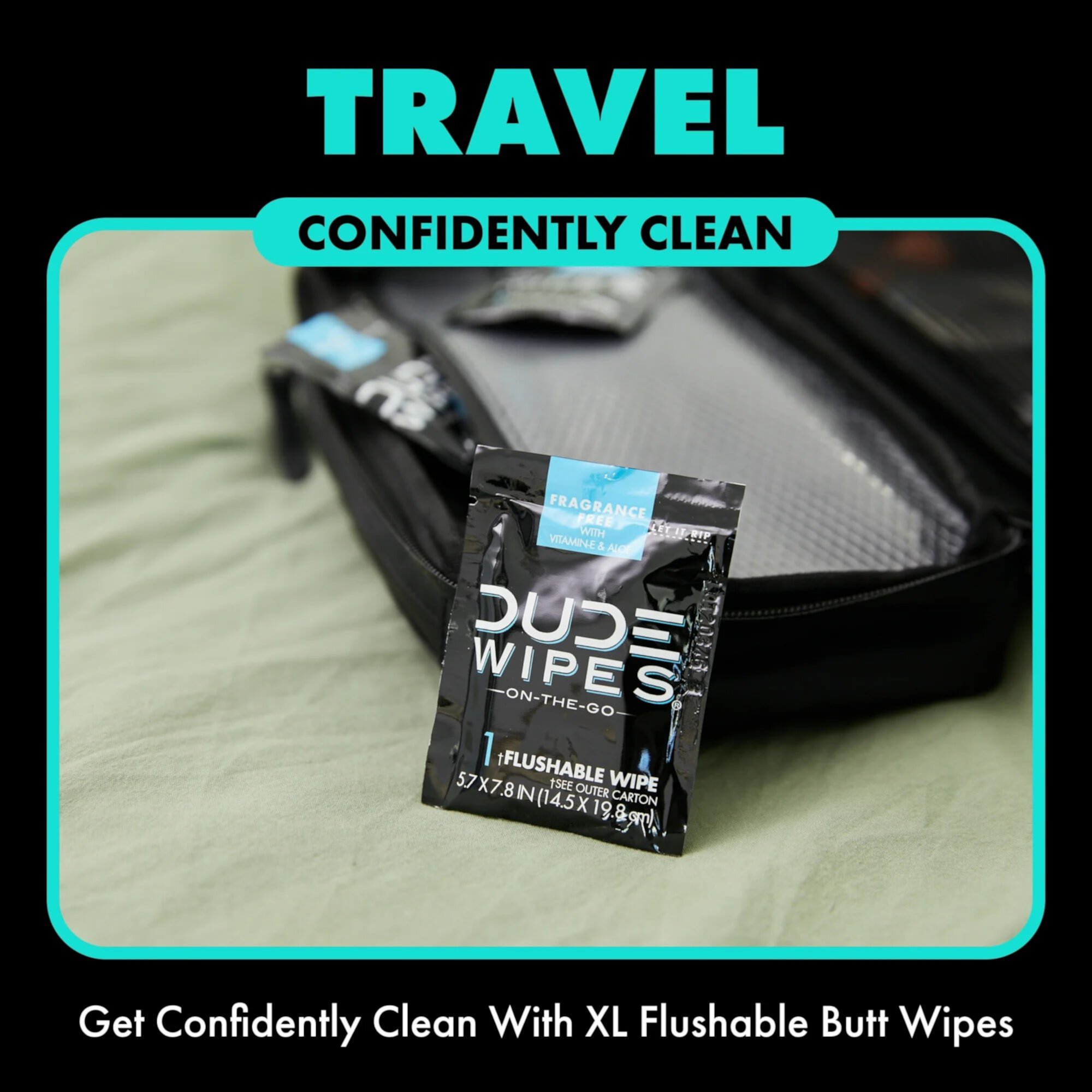 (3 pack) DUDE Flushable Wipes, Extra Large Mint Chill Wet Wipes Travel Pack, 18 Count DUDE