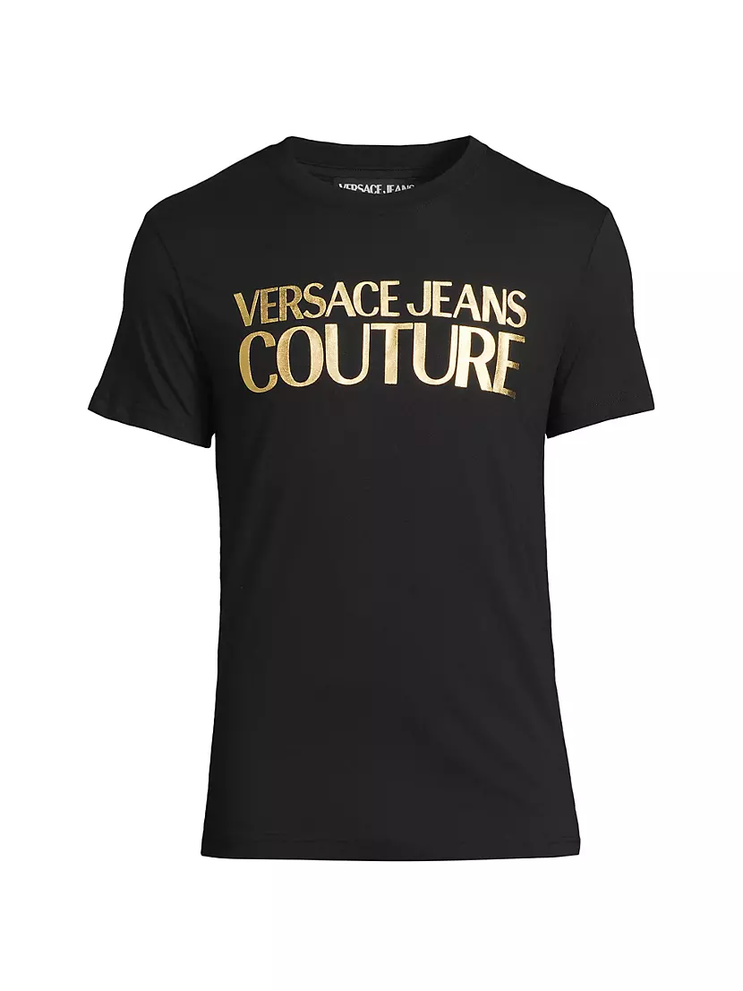 Футболка с логотипом Versace Jeans Couture из 100% хлопка, круглый вырез Versace Jeans Couture