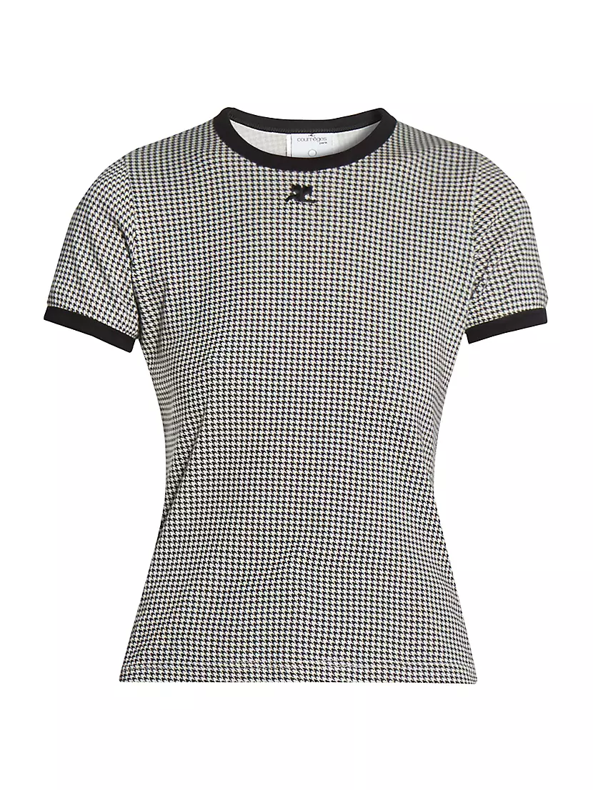 Женская Футболка Courreges Contrast Houndstooth Courreges