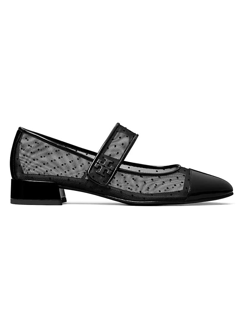 Женские Балетки Tory Burch Cap-Toe Mary Jane из сетки и кожи Tory Burch