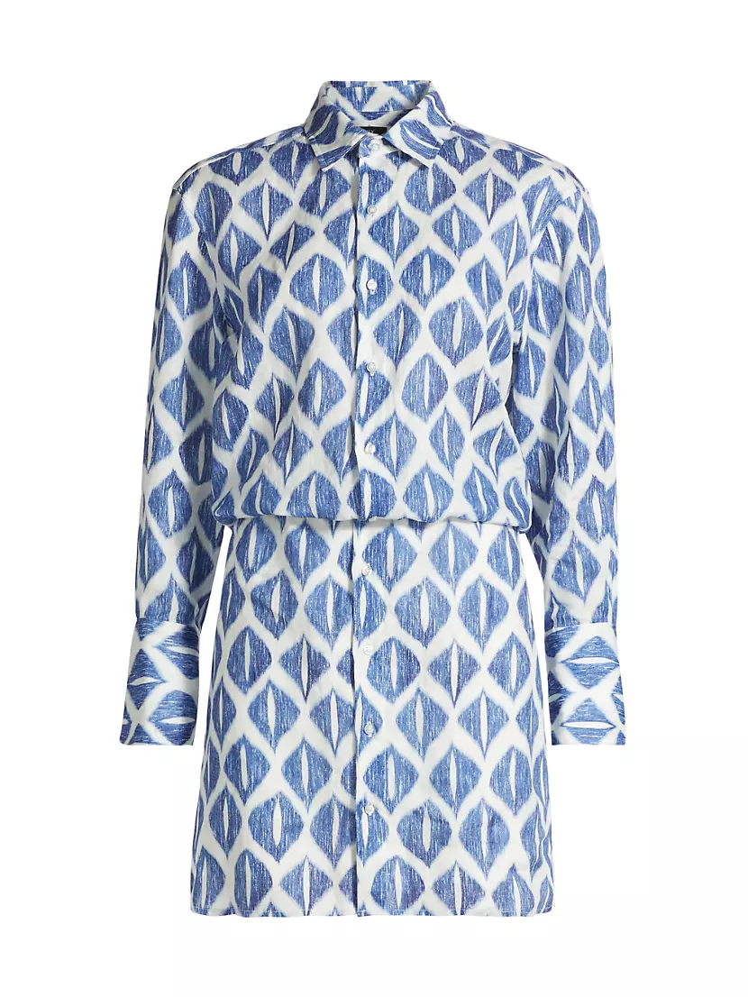 Женское Вечернее Платье If Only Studio Ikat-Inspired Printed Linen Shirtdress If Only Studio