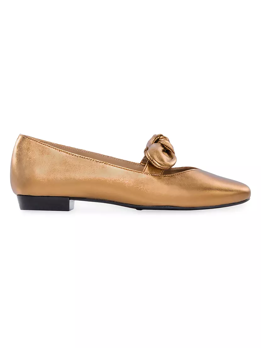 Женские Балетки Bernardo Emersyn Metallic Leather Bow Bernardo