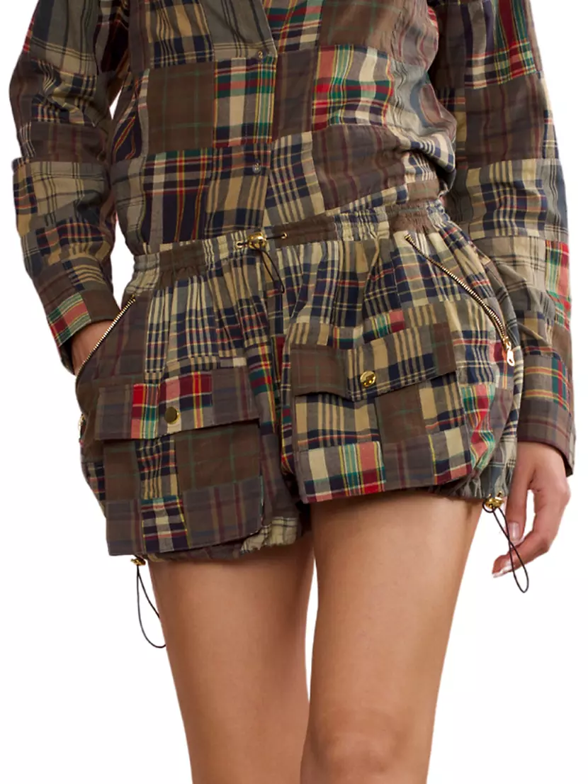 Шорты Cargo Madras Plaid от Cynthia Rowley с эластичным поясом и множеством карманов Cynthia Rowley