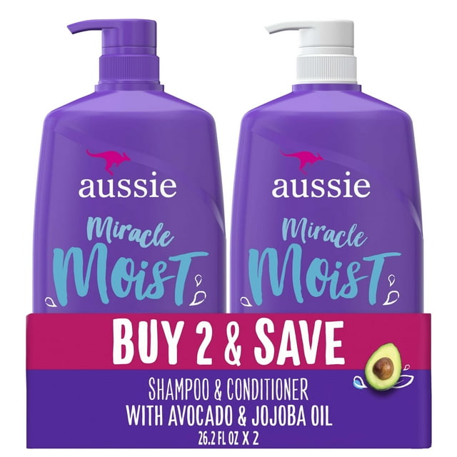 Aussie Miracle Moist Shampoo and Conditioner Hair Set, 26.2 fl oz Aussie