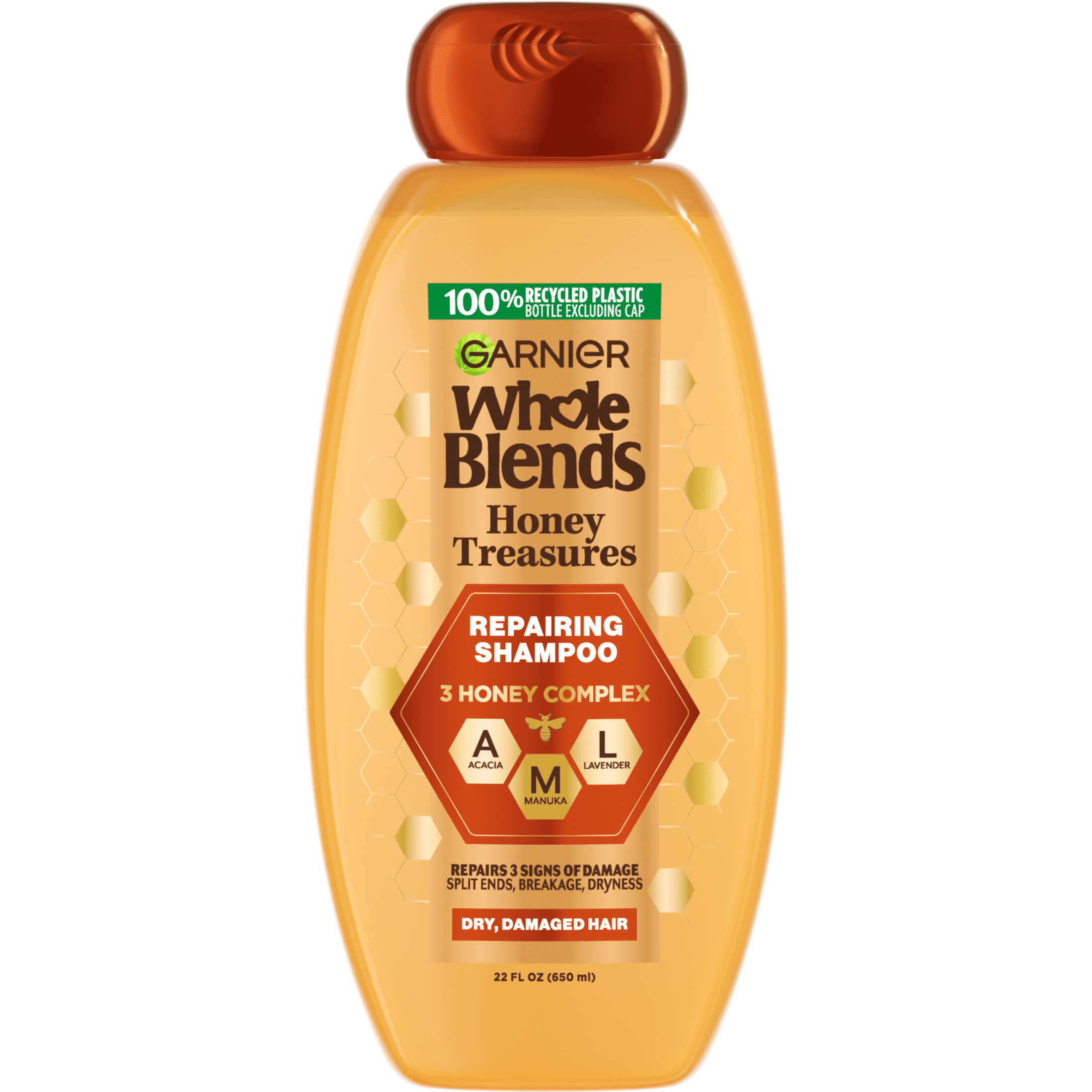 Garnier Whole Blends Honey Treasures Repairing Shampoo, For Damaged Hair, 28 fl oz Garnier