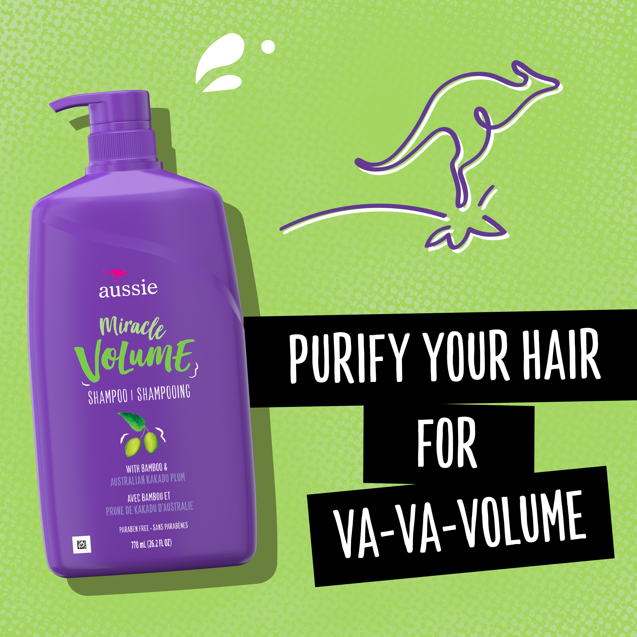 Aussie Miracle Volume with Plum & Bamboo, Paraben Free Shampoo, 26.2 fl oz Aussie