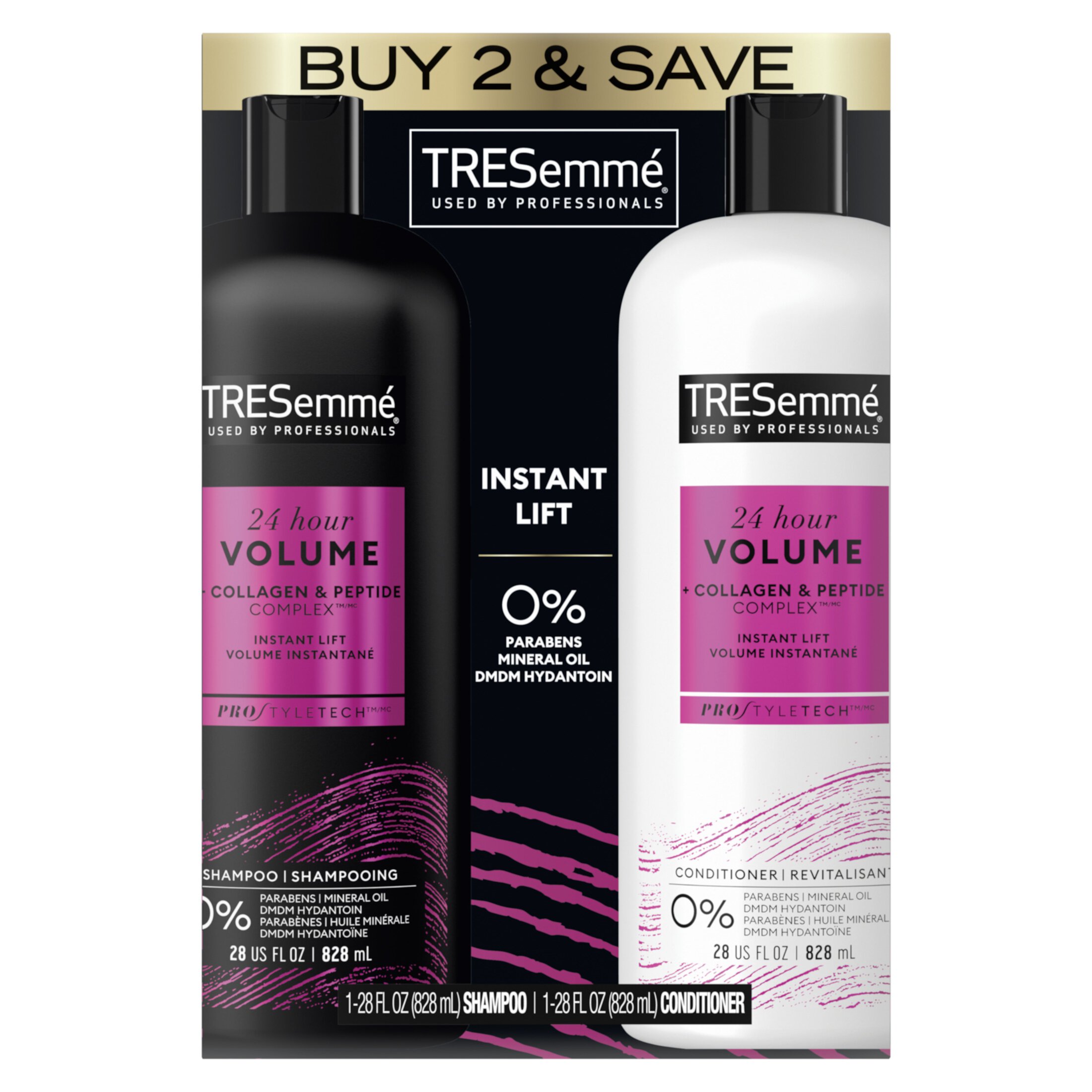 Tresemme 24 Hour Body Shampoo and Conditioner + Collagen & Peptide 28 oz, Twin Pack Tresemme