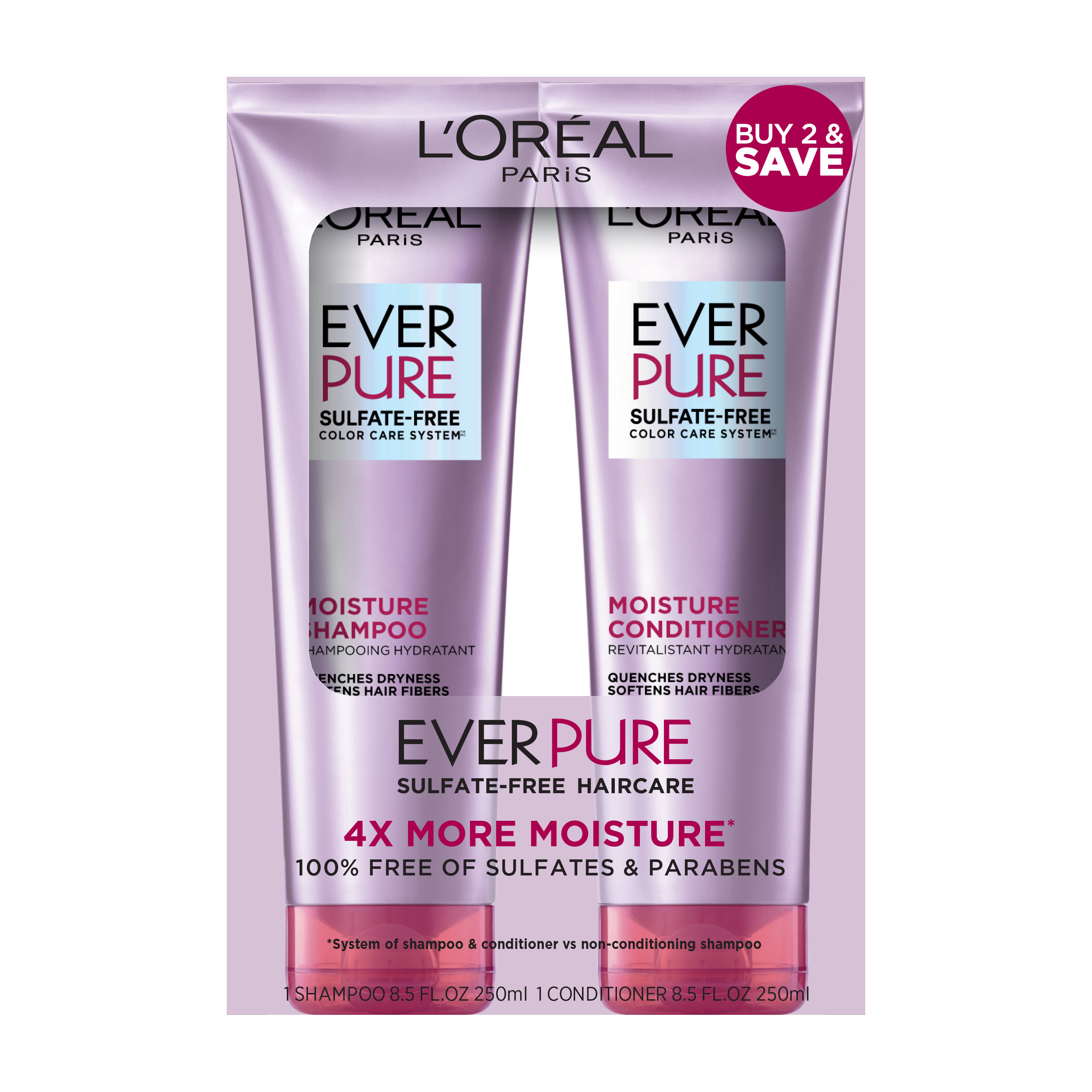 L'Oreal Paris EverPure Sulfate Free Moisture Color Protection, Shampoo and Conditioner Set, Color Treated Hair, 2 Piece Set L’Oreal – L’Oreal Paris EverPure