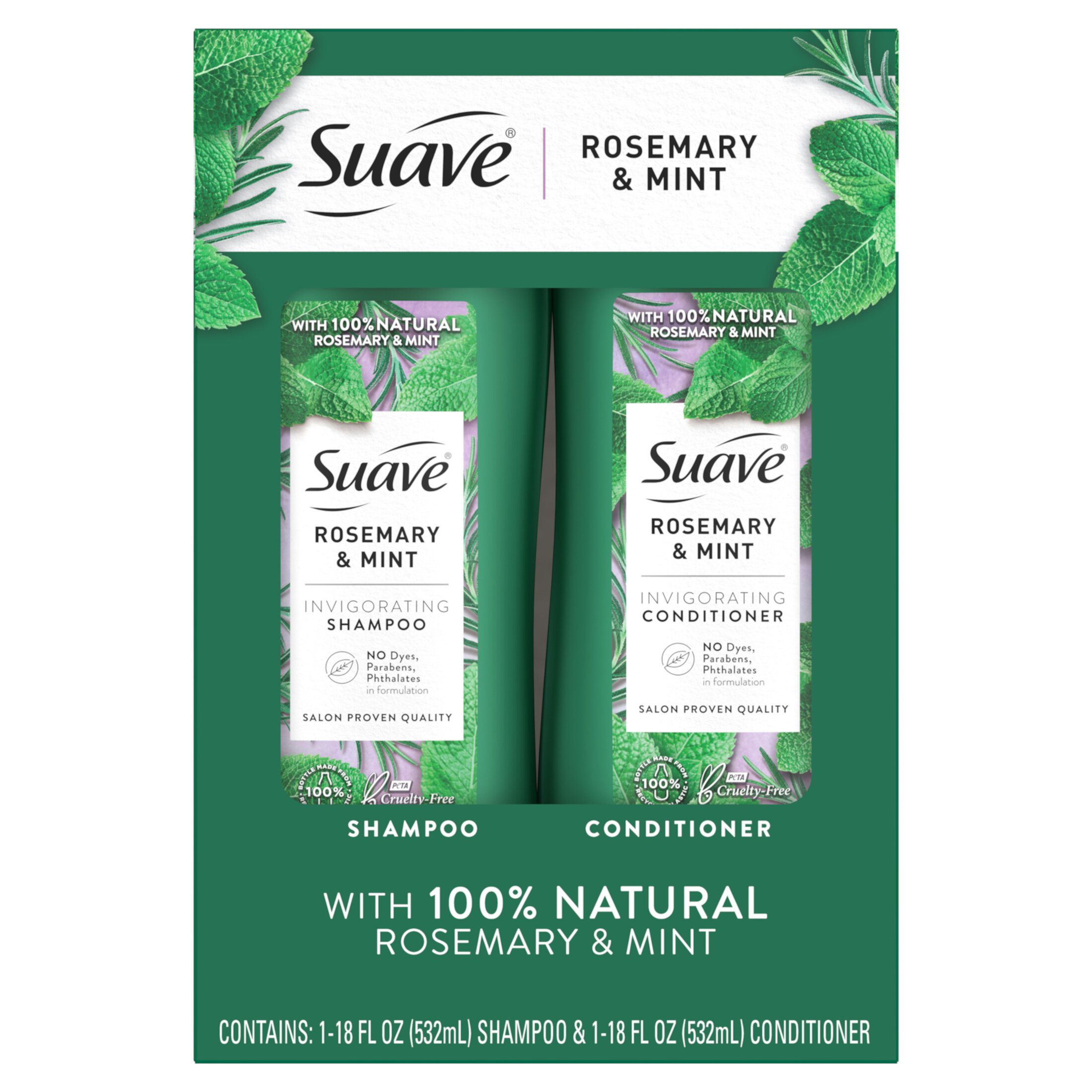 Suave Professionals Invigorating Shampoo and Conditioner Set, Rosemary & Mint, 18 fl oz, 2 Pack Suave