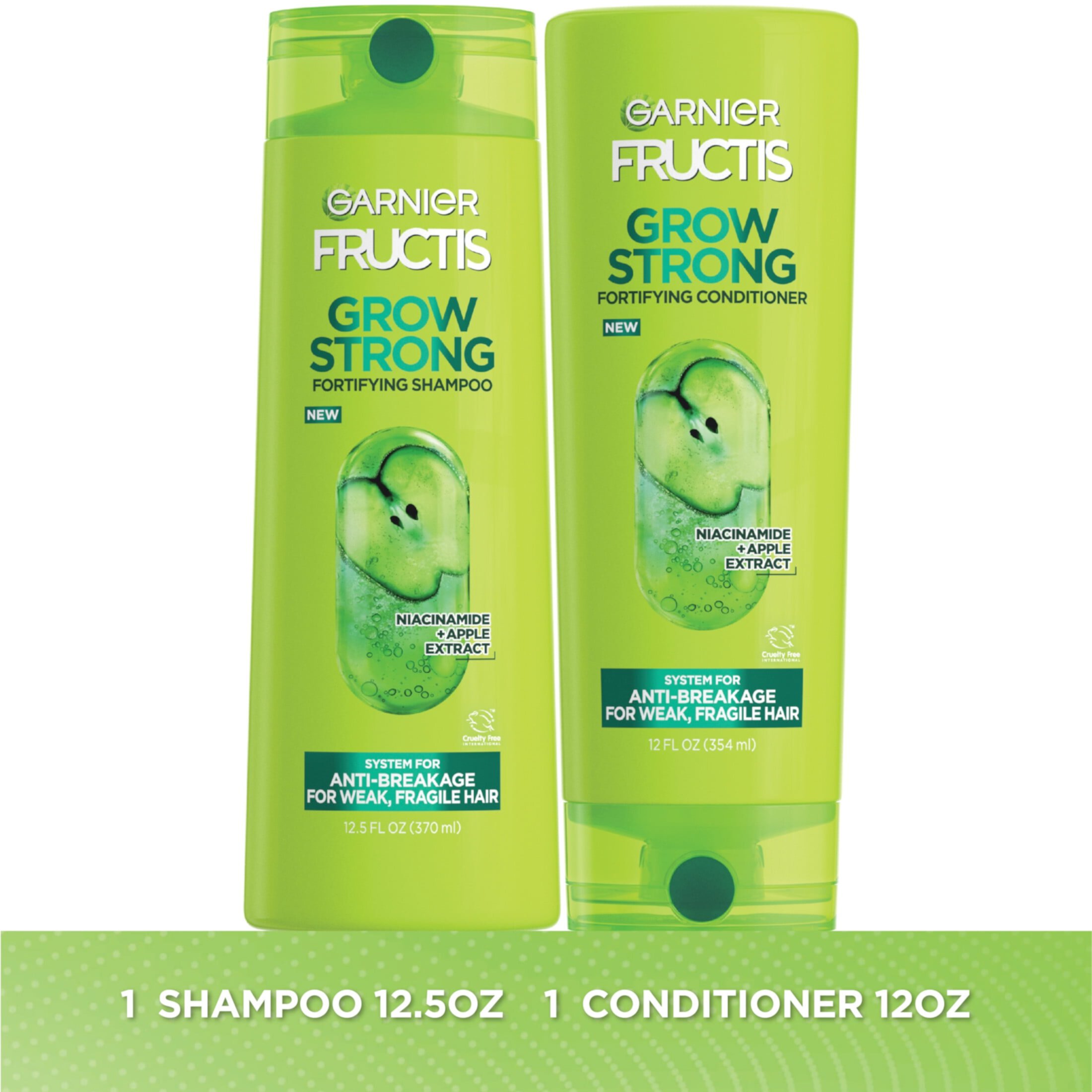 (3 pack) Garnier Fructis Grow Strong Shampoo & Conditioner For Stronger, Healthier, Shinier Hair, 1 kit L’Oreal – Garnier Fructis