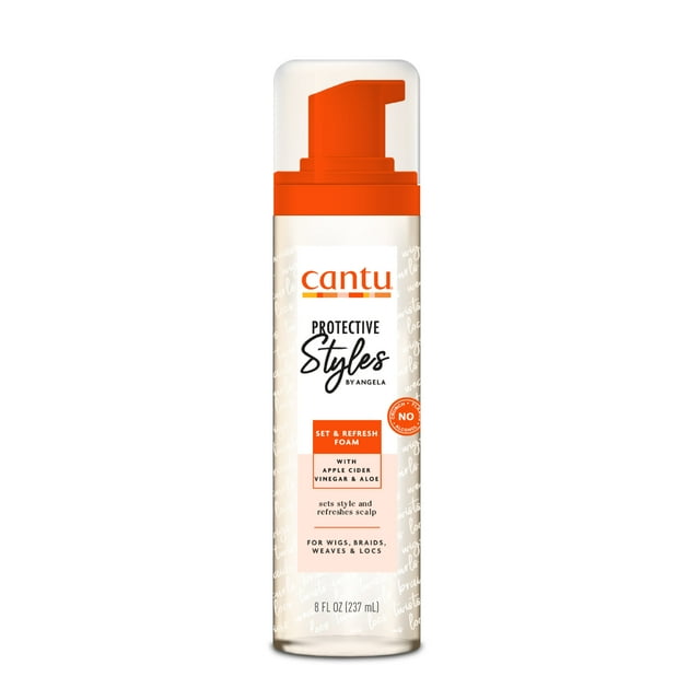 Cantu Protective Styles by Angela Set & Refresh Foam with Apple Cider Vinegar & Aloe, 8 fl oz Cantu