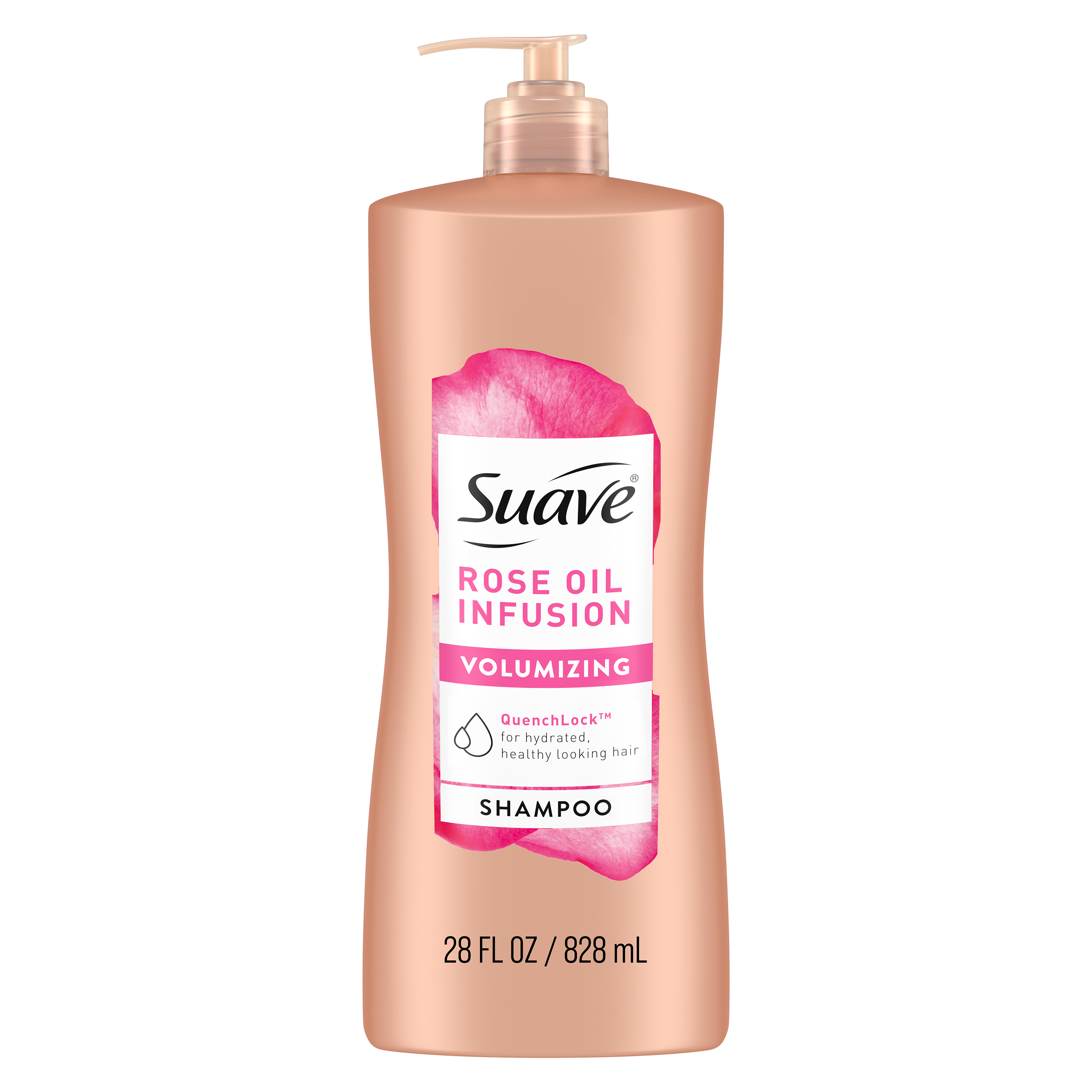 Suave Professionals Rose Oil Infusion Shampoo with Pump, Volumizing, All Ages, 28 fl oz Suave