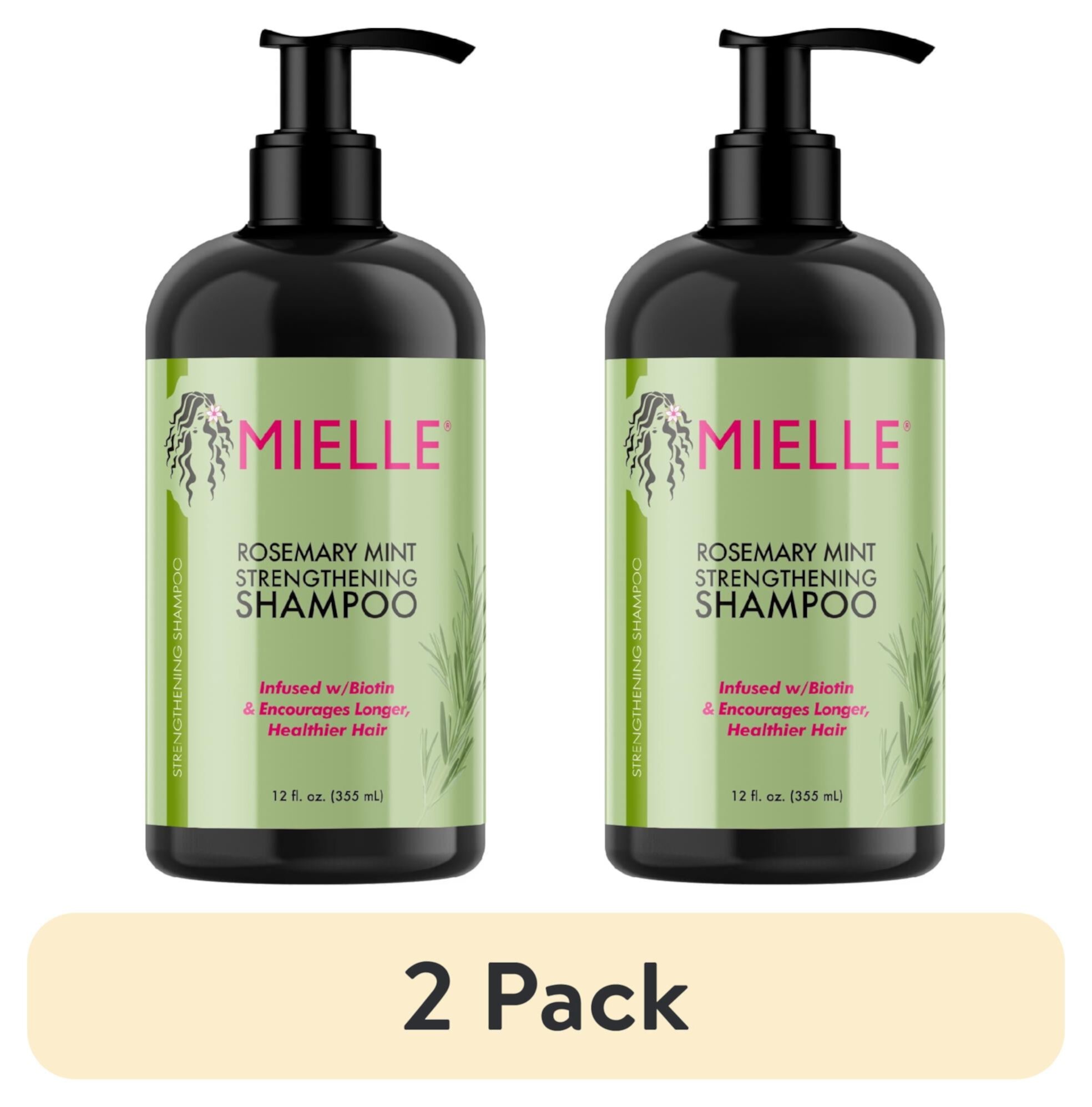 (2 pack) Mielle Rosemary Mint Nourishing Strengthening Daily Shampoo with Biotin, 12 fl oz, All Hair Types Mielle Organics